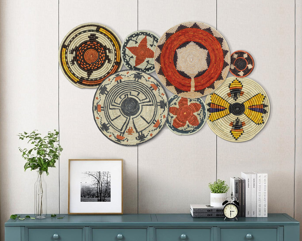 Set of 7 Handwoven wall baskets Set 38-7-N