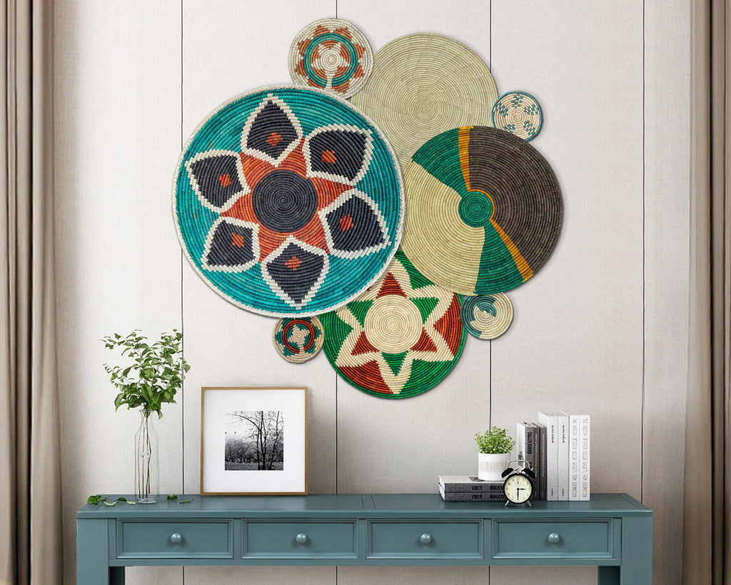 Set of 8 Handwoven wall baskets SET-325-8 N