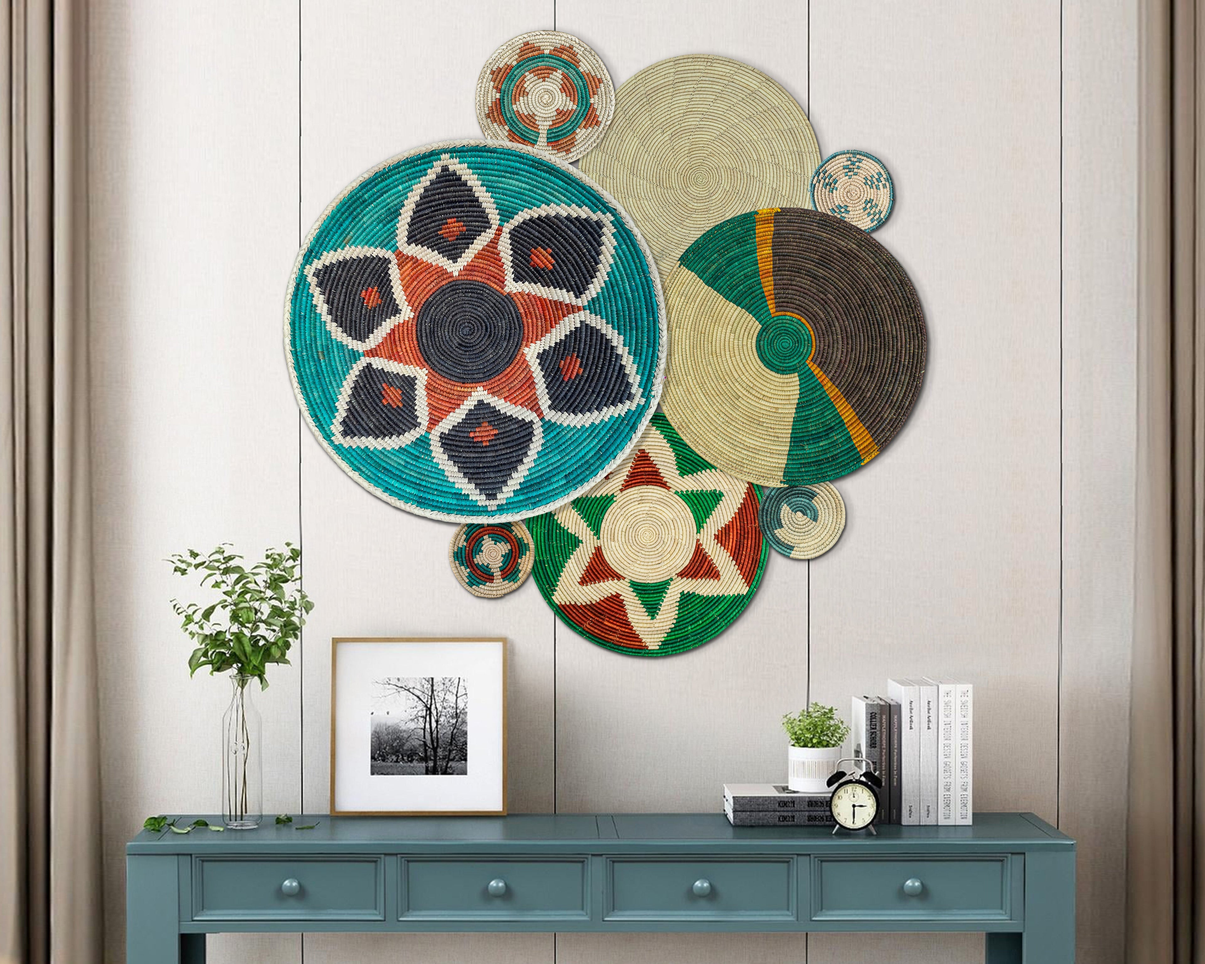 Set of 8 Handwoven wall baskets SET-325-8 N