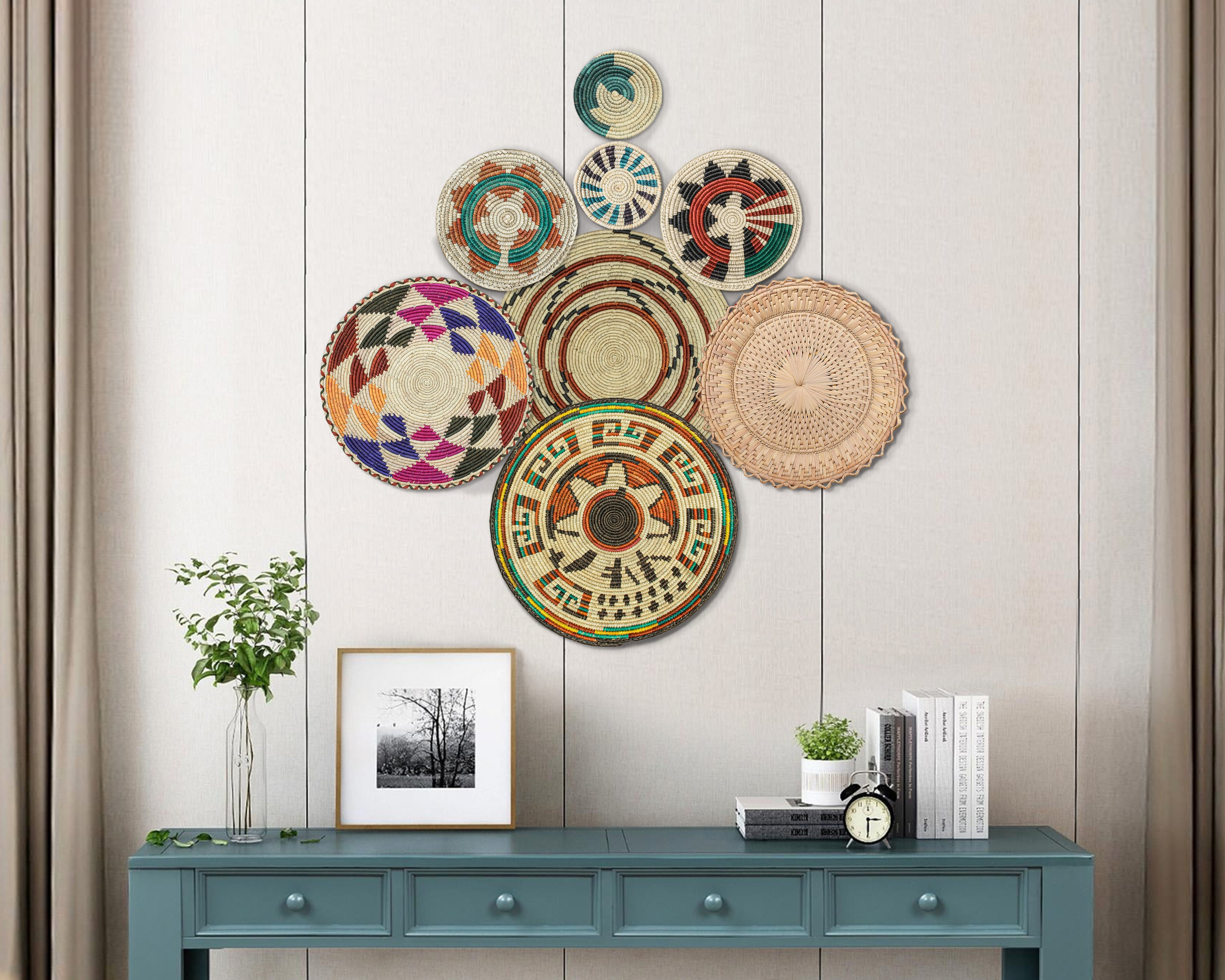 Set of 8 Handwoven wall baskets SET-242-8 N