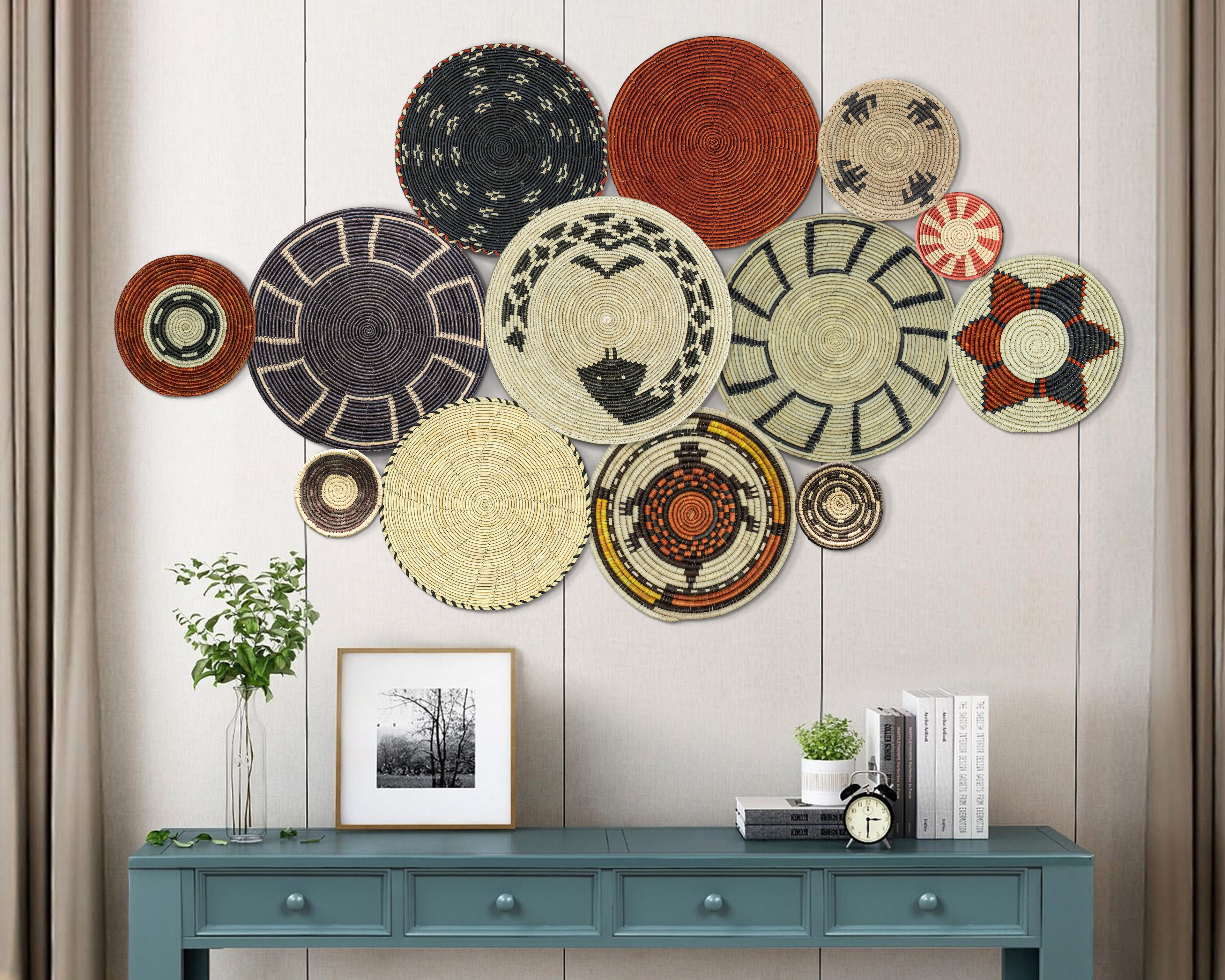 Set of 13 Handwoven wall baskets SET-176-13 N