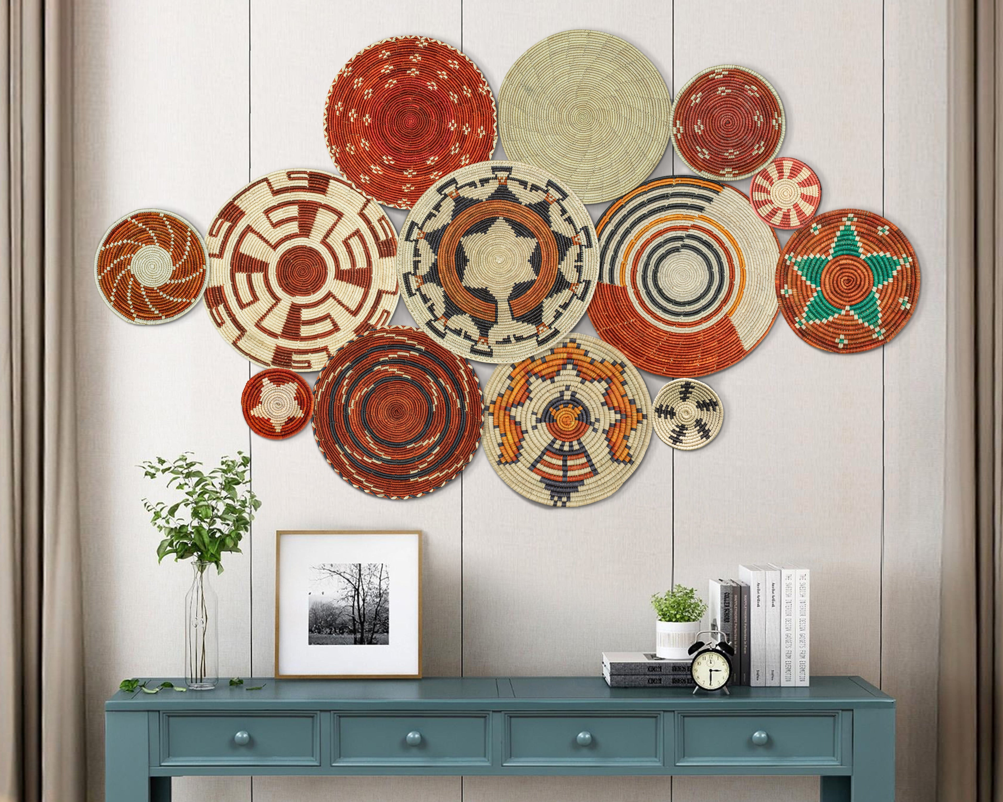 Set of 13 Handwoven wall baskets SET-182-13 N