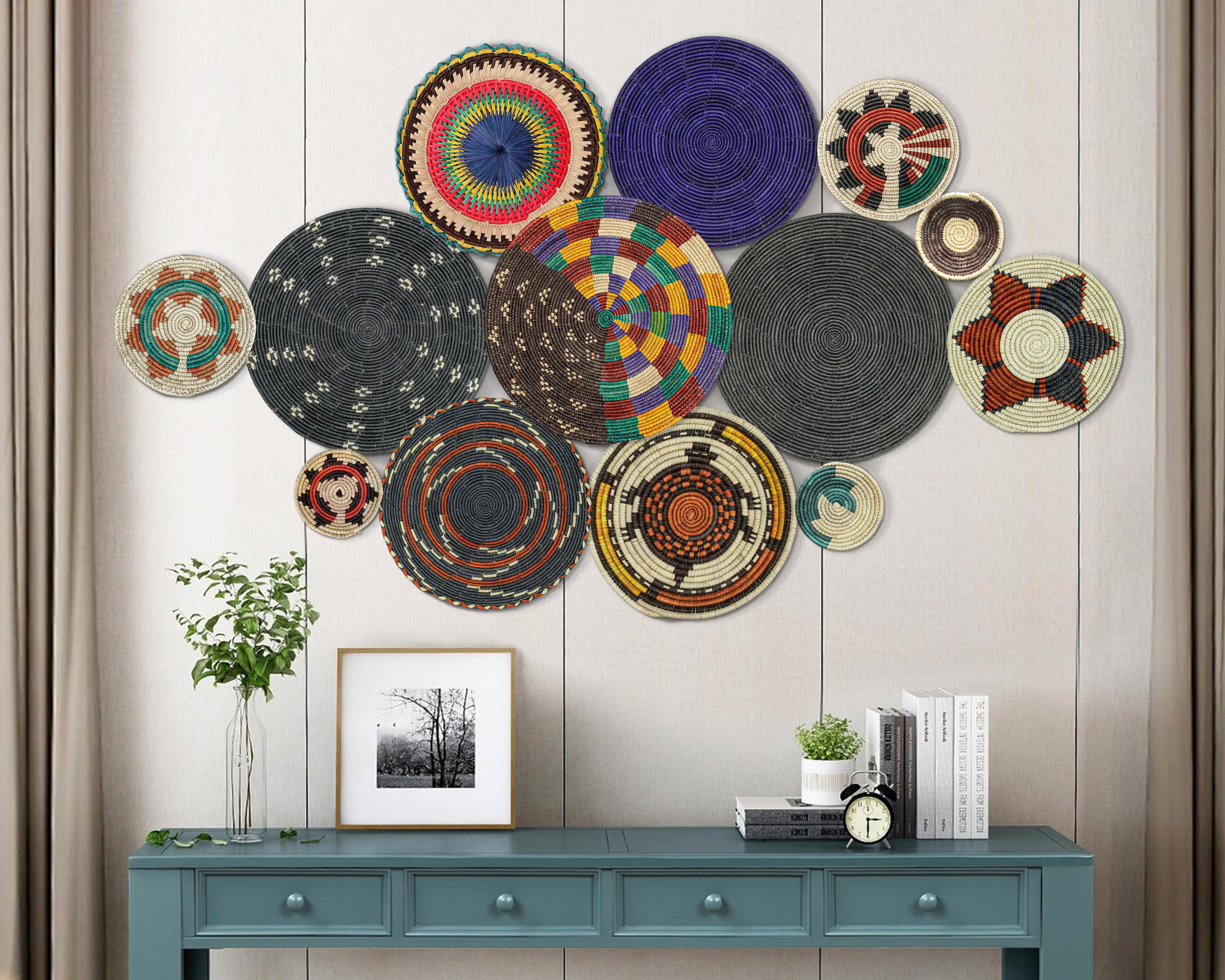 Set of 13 Handwoven wall baskets SET-180-13 N