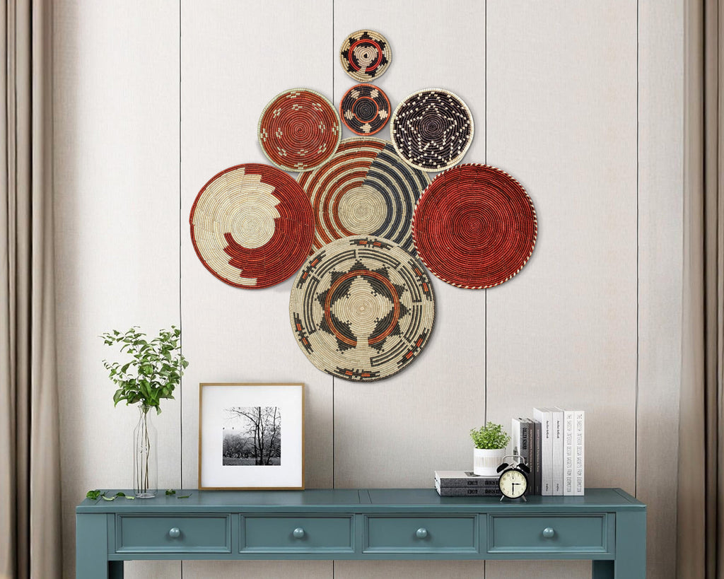 Set of 8 Handwoven wall baskets SET-241-8 N