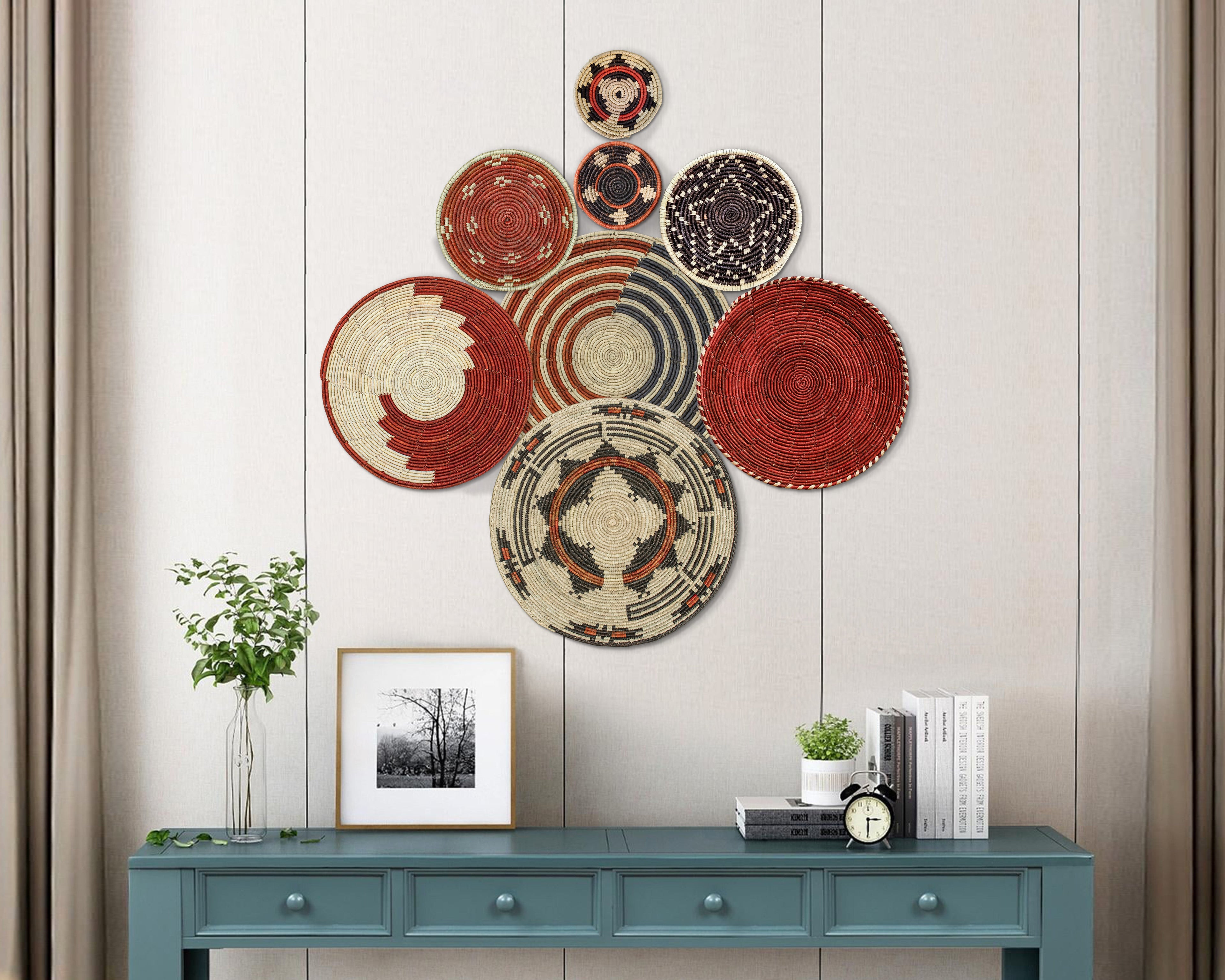 Set of 8 Handwoven wall baskets SET-241-8 N