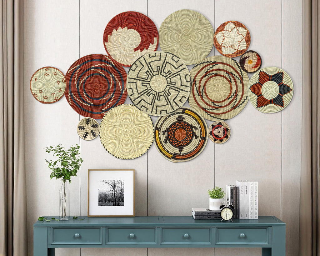 Set of 13 Handwoven wall baskets SET-175-13 N