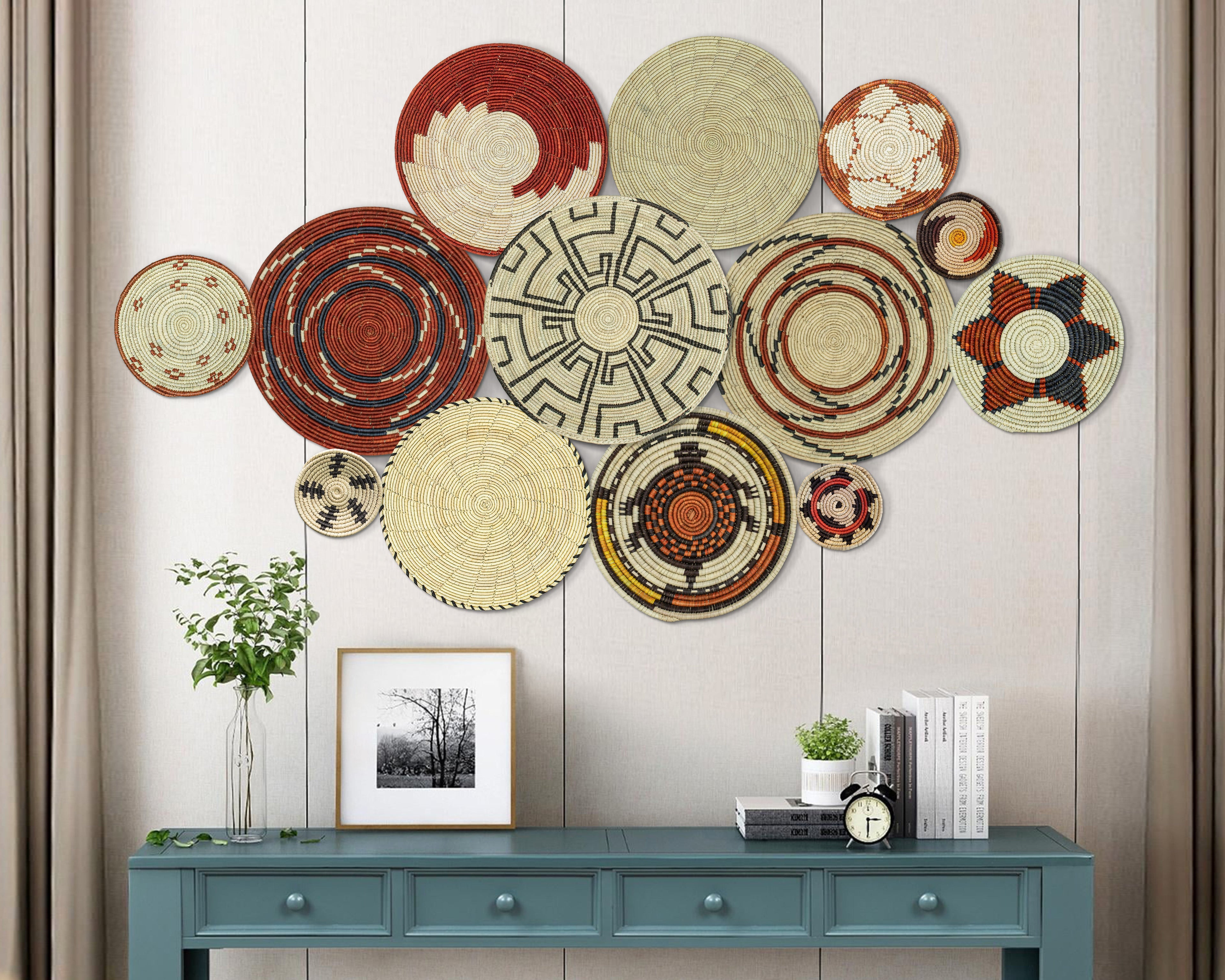 Set of 13 Handwoven wall baskets SET-175-13 N