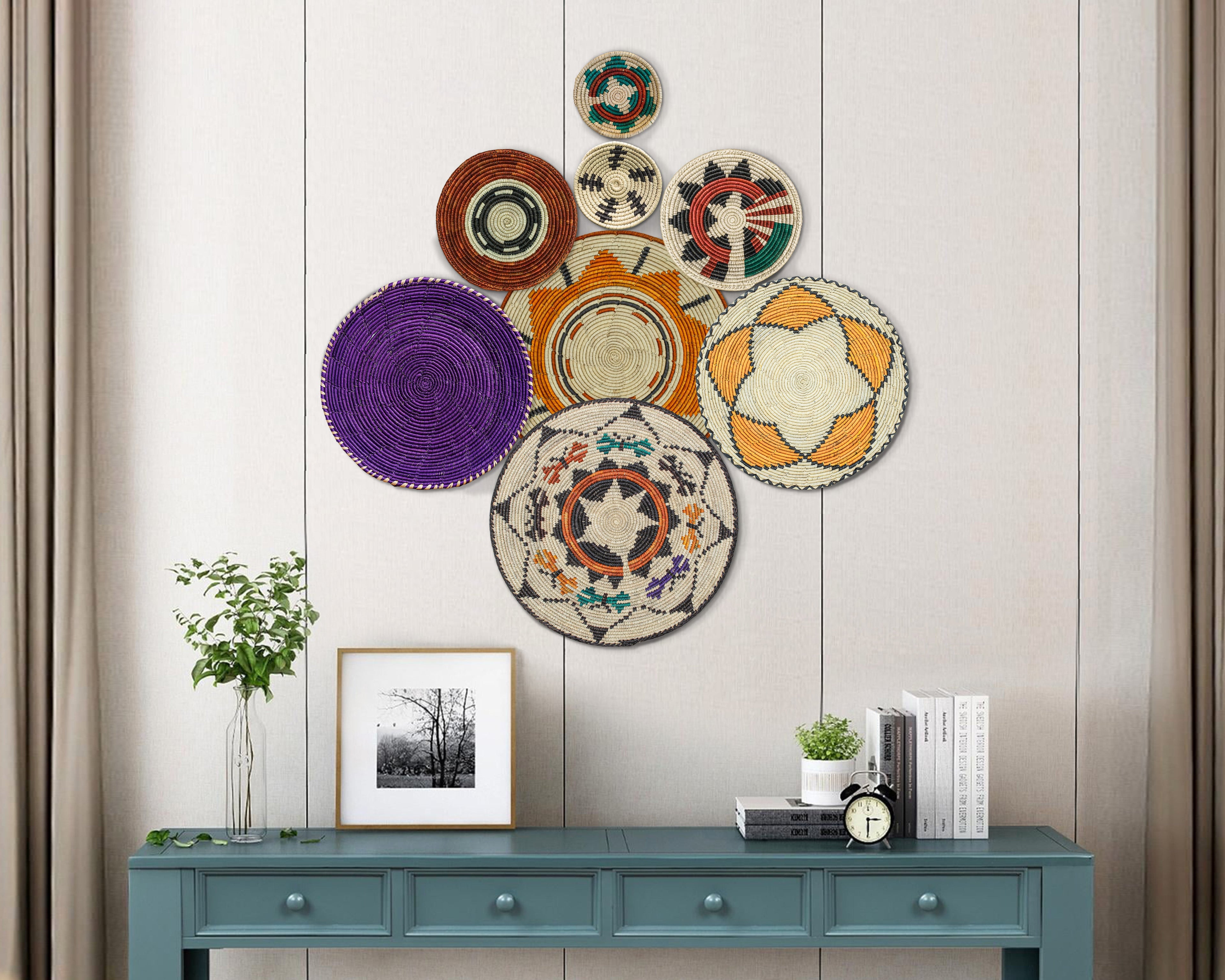 Set of 8 Handwoven wall baskets SET-244-8 N