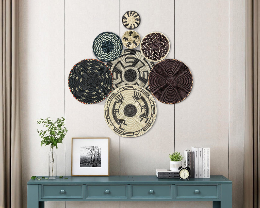 Set of 8 Handwoven wall baskets SET-243-8 N