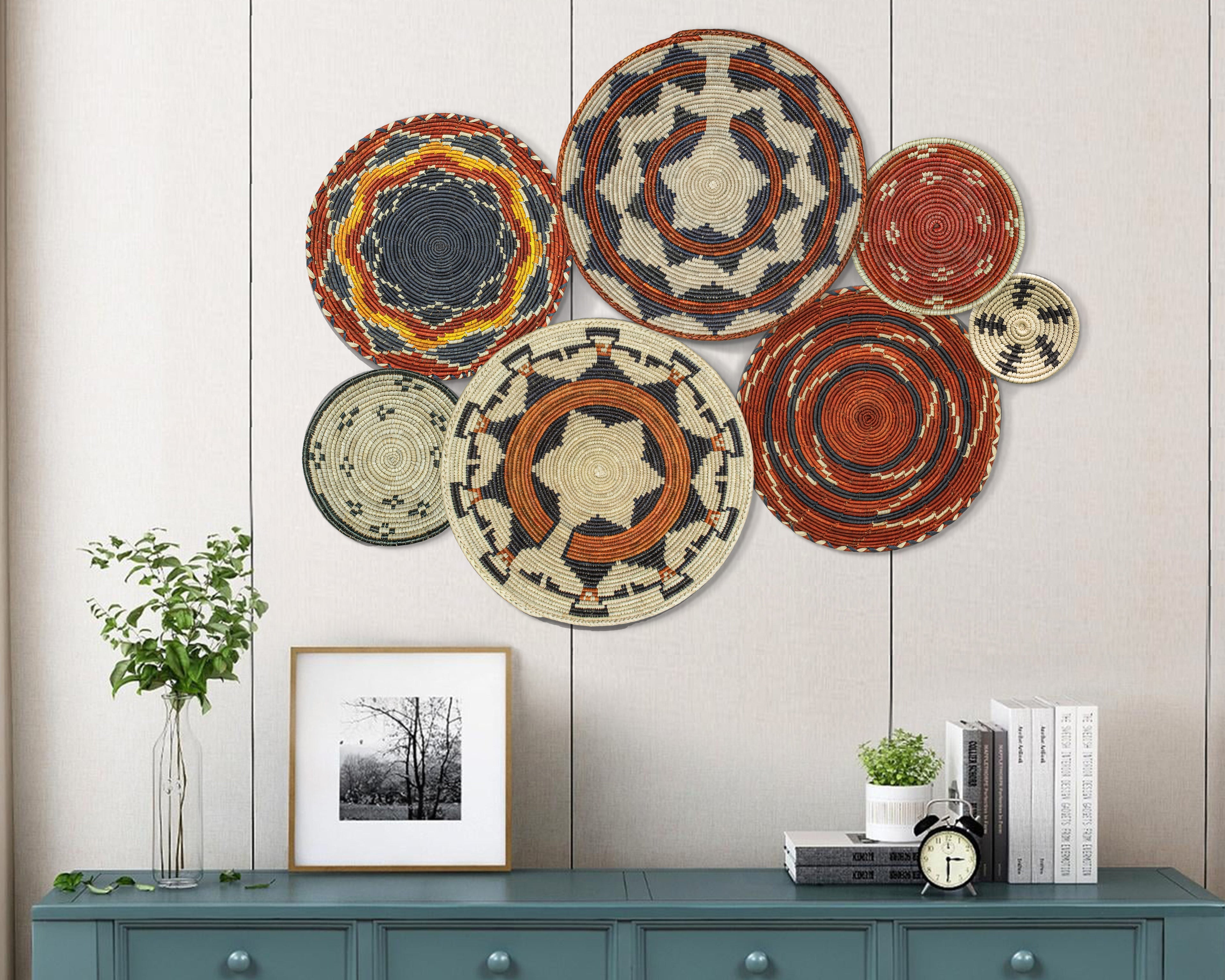 Set of 7 Handwoven wall baskets Set 44-7-N