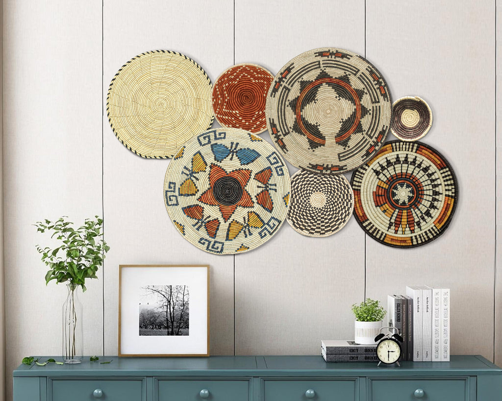 Set of 7 Handwoven wall baskets Set 46-7-N