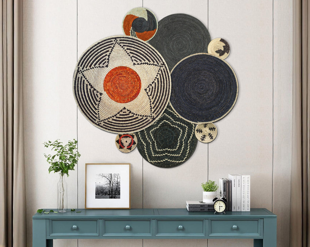 Set of 8 Handwoven wall baskets SET-327-8 N