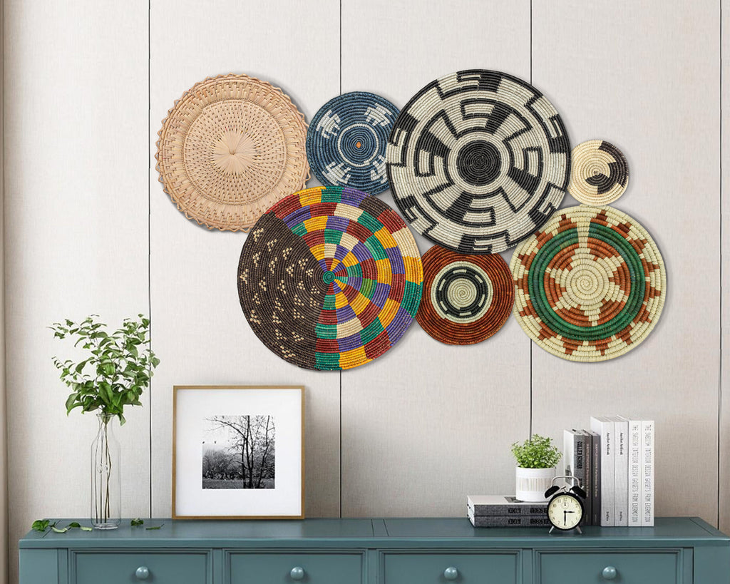 Set of 7 Handwoven wall baskets Set 48-7-N