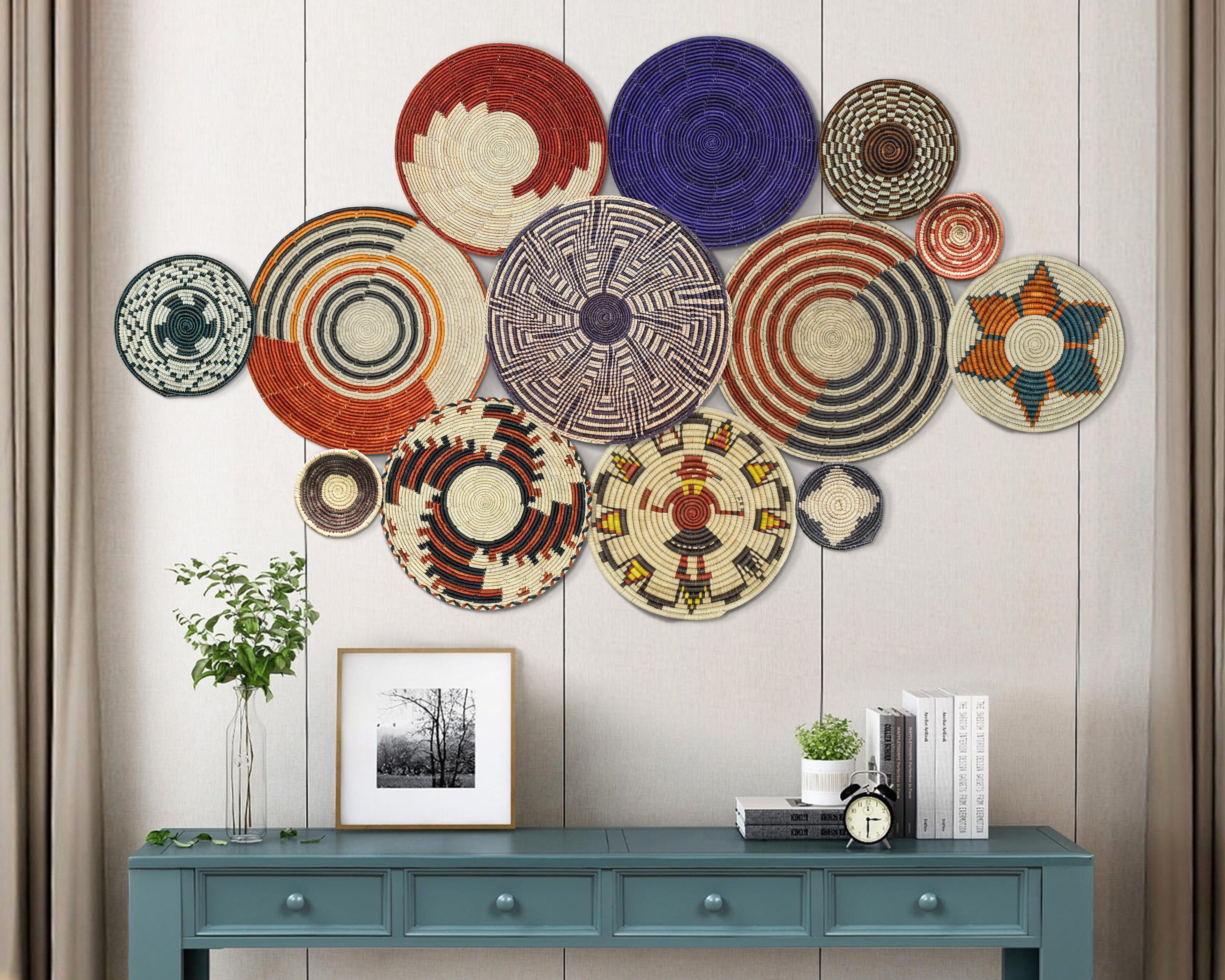 Set of 13 Handwoven wall baskets SET-177-13 N