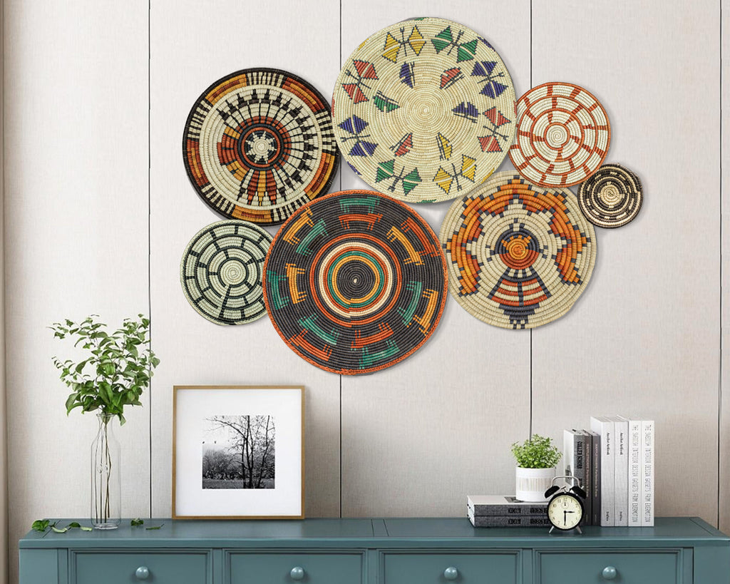 Set of 7 Handwoven wall baskets Set 40-7-N