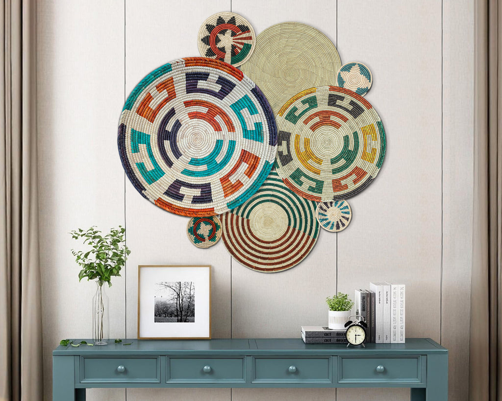 Set of 8 Handwoven wall baskets SET-328-8 N