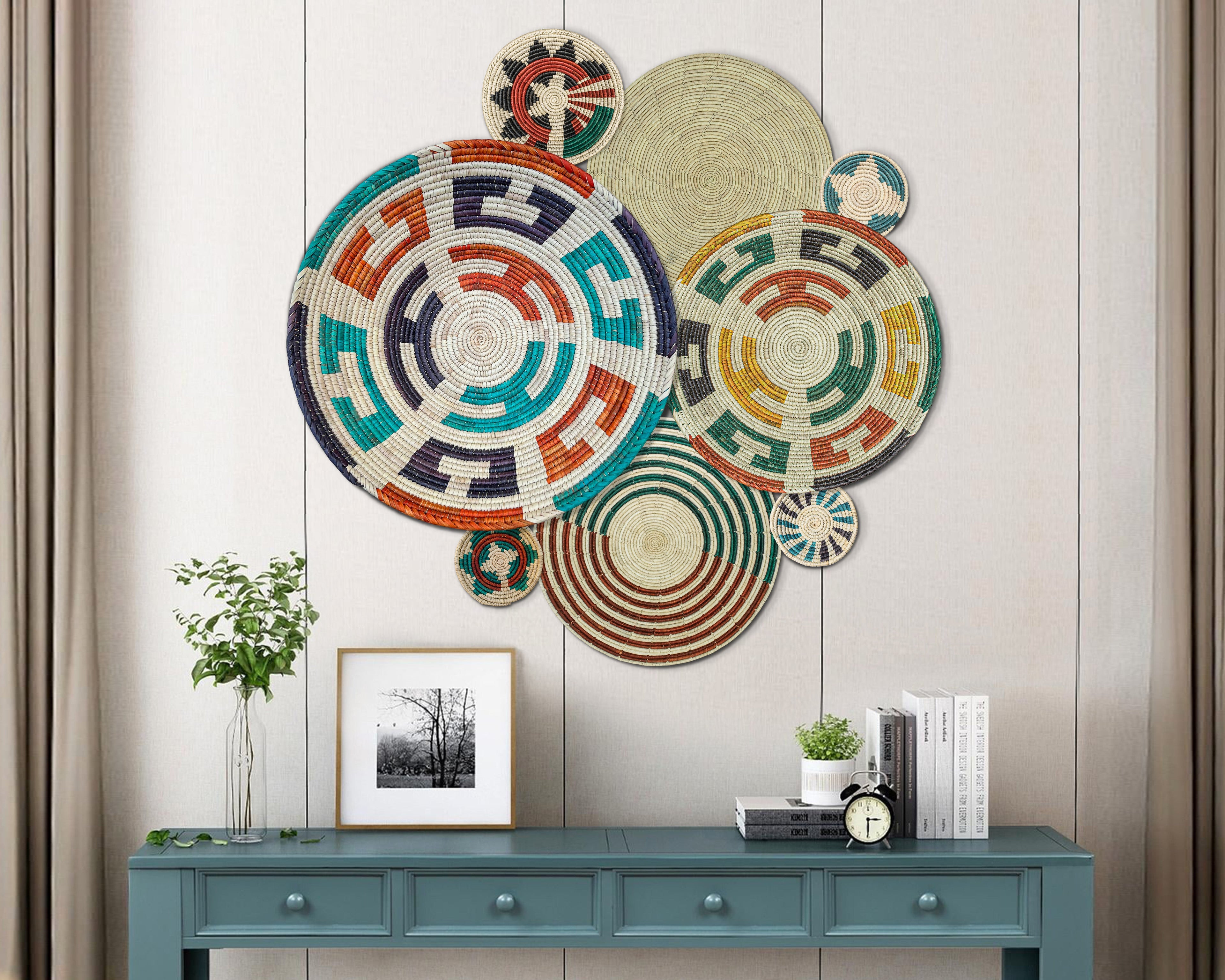 Set of 8 Handwoven wall baskets SET-328-8 N