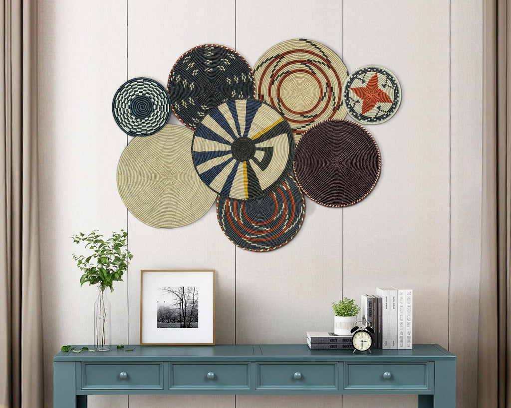 Set of 8 Handwoven wall baskets SET-344-8 N