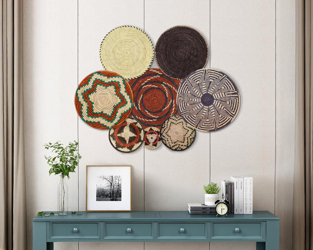 Set of 8 Handwoven wall baskets SET-355-8 N