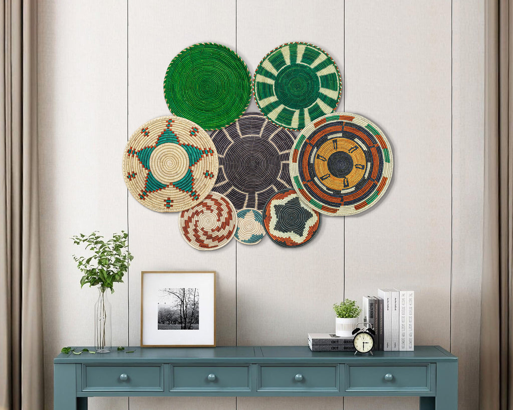 Set of 8 Handwoven wall baskets SET-356-8 N