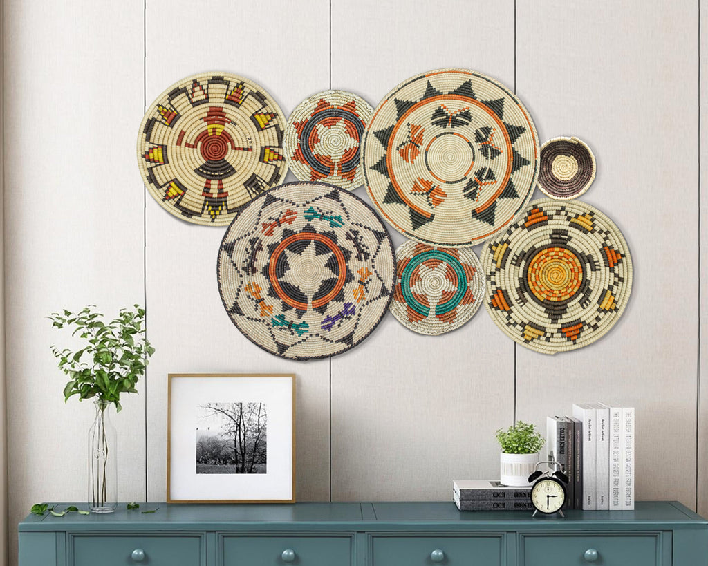 Set of 7 Handwoven wall baskets Set 39-7-N