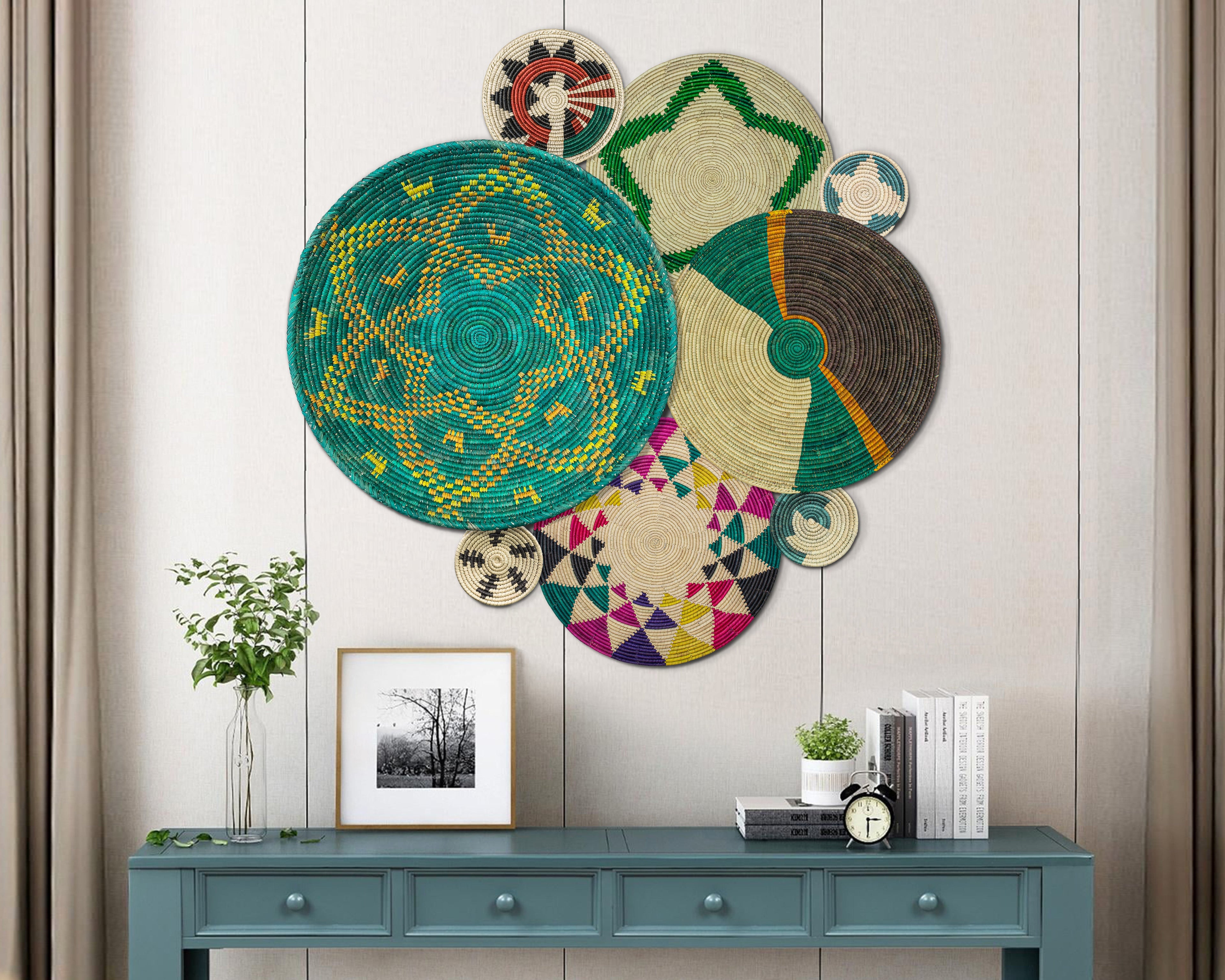 Set of 8 Handwoven wall baskets SET-330-8 N