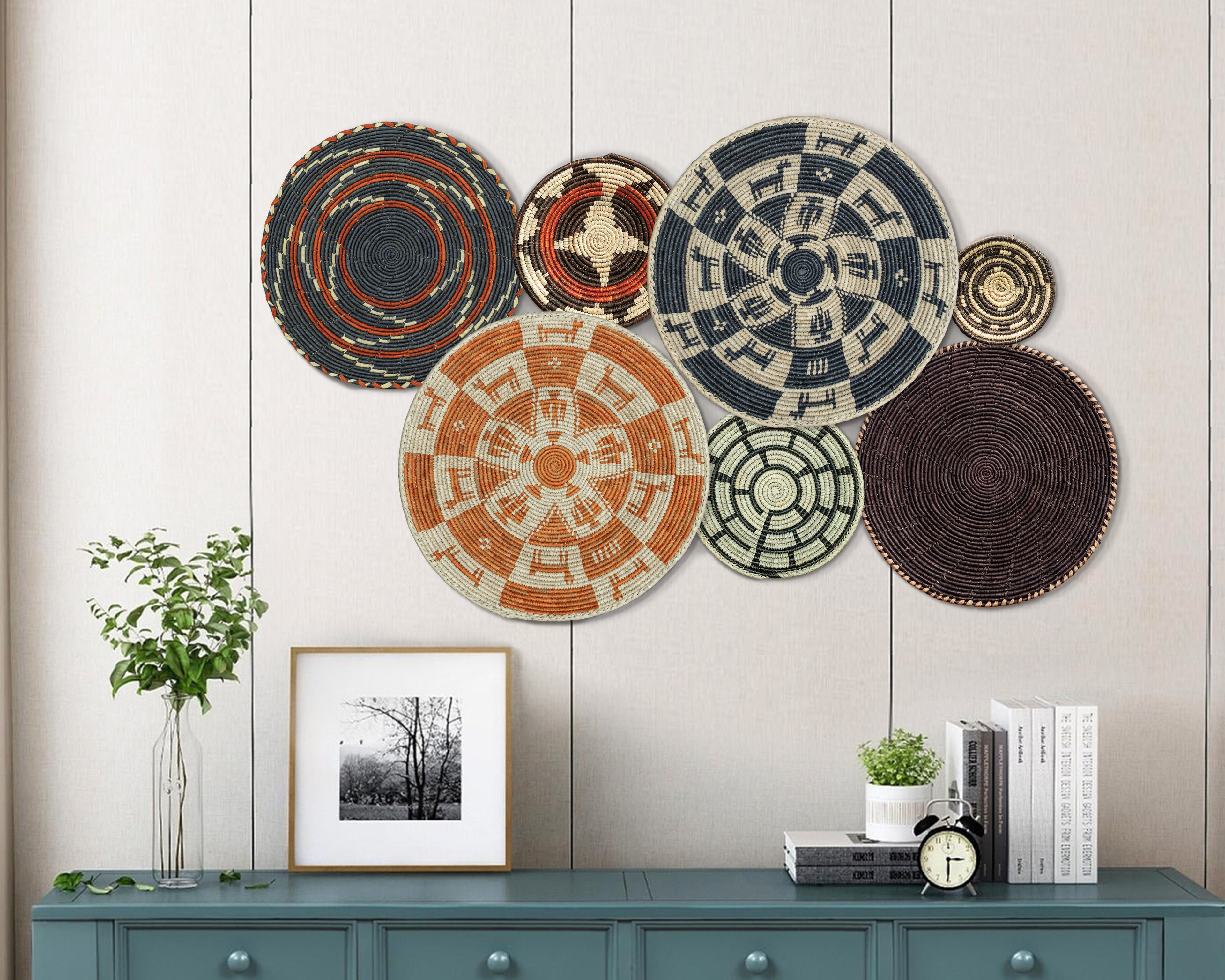 Set of 7 Handwoven wall baskets Set 45-7-N