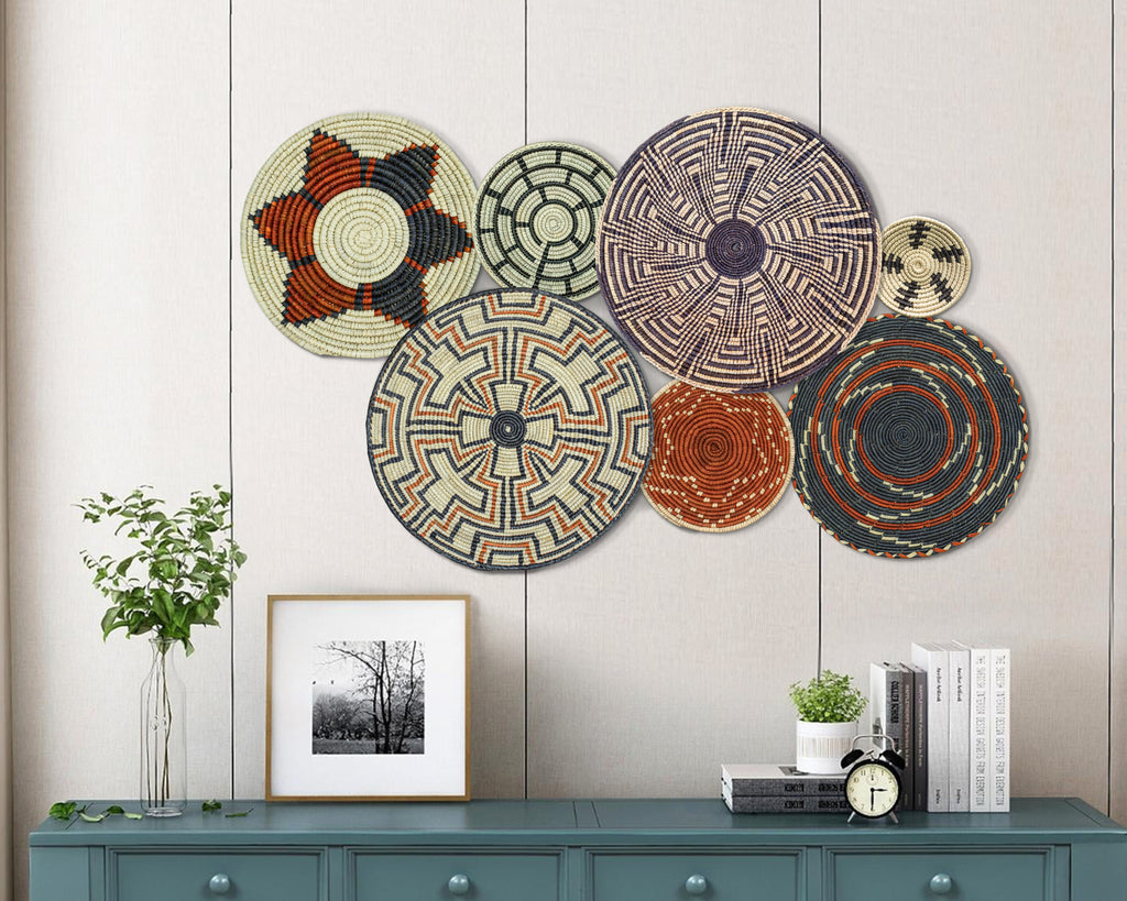 Set of 7 Handwoven wall baskets Set 50-7-N