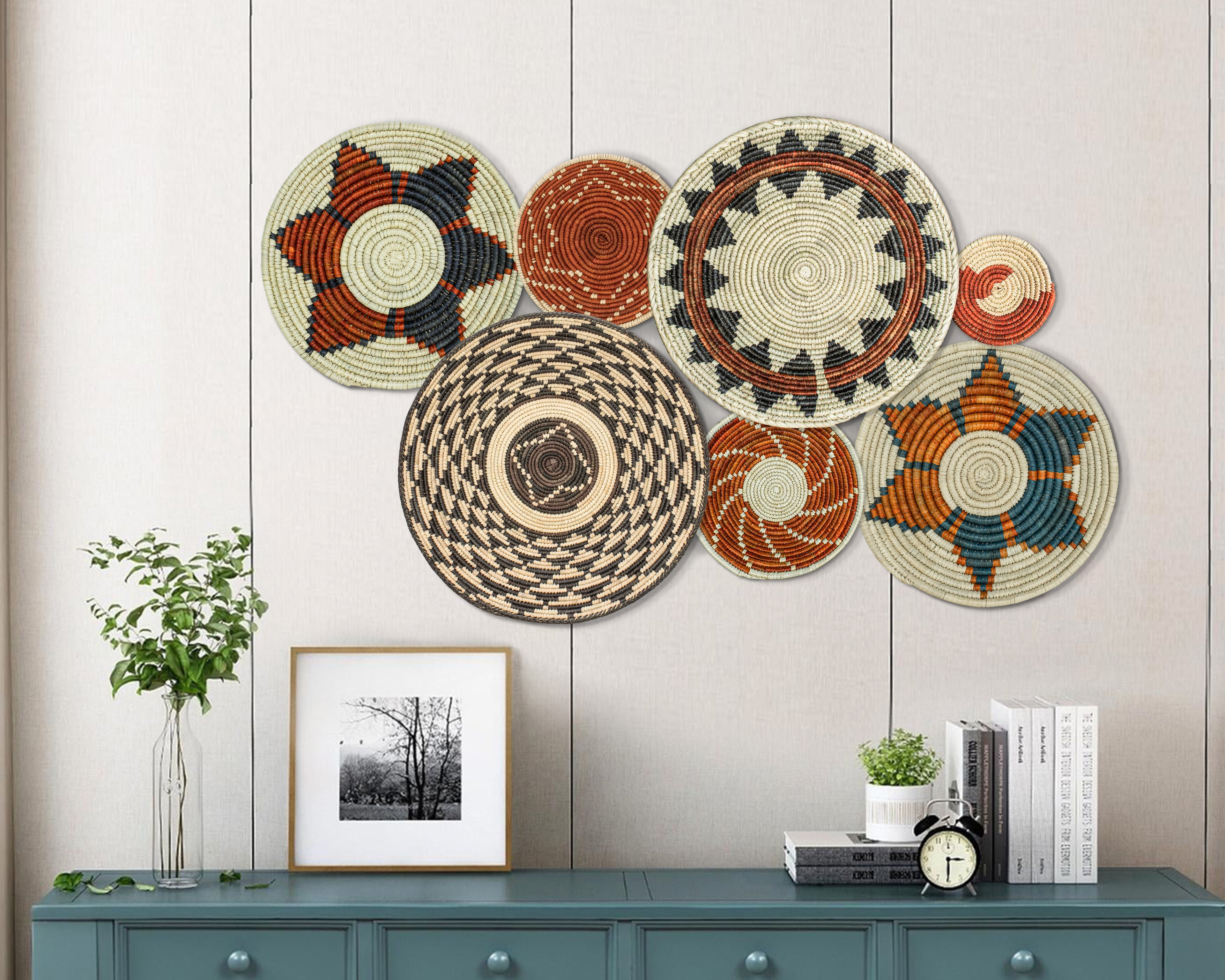 Set of 7 Handwoven wall baskets Set 47-7-N