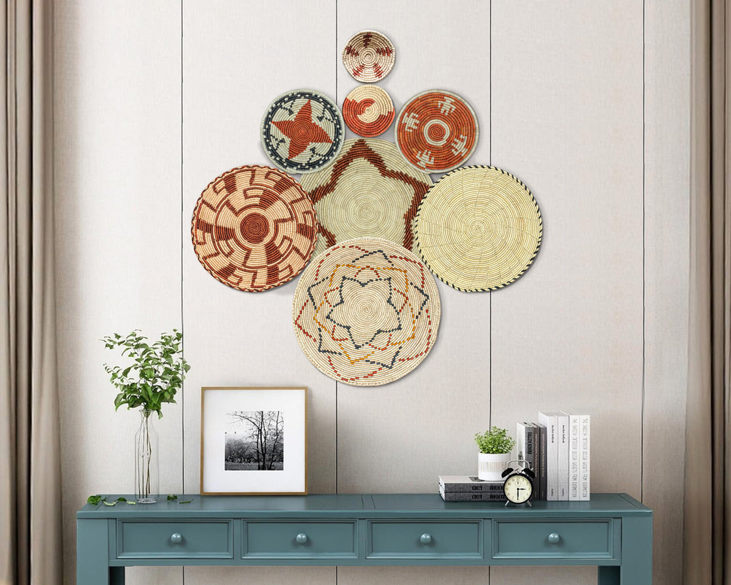 Set of 8 Handwoven wall baskets SET-246-8 N