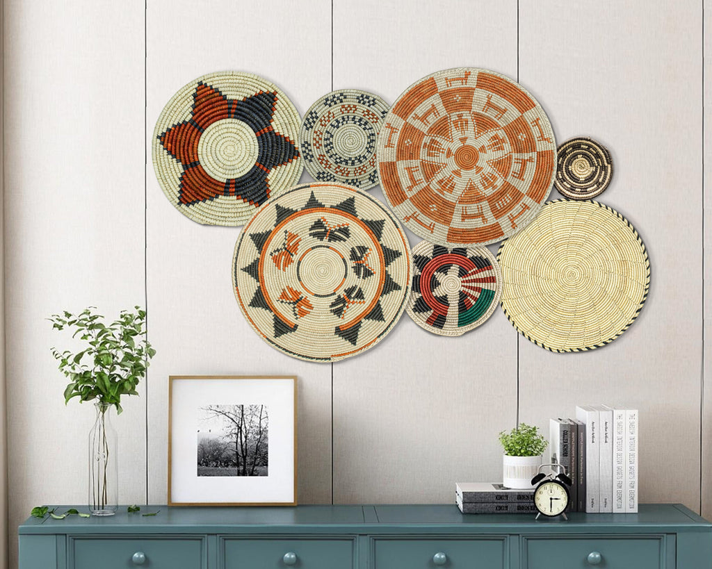 Set of 7 Handwoven wall baskets Set 49-7-N