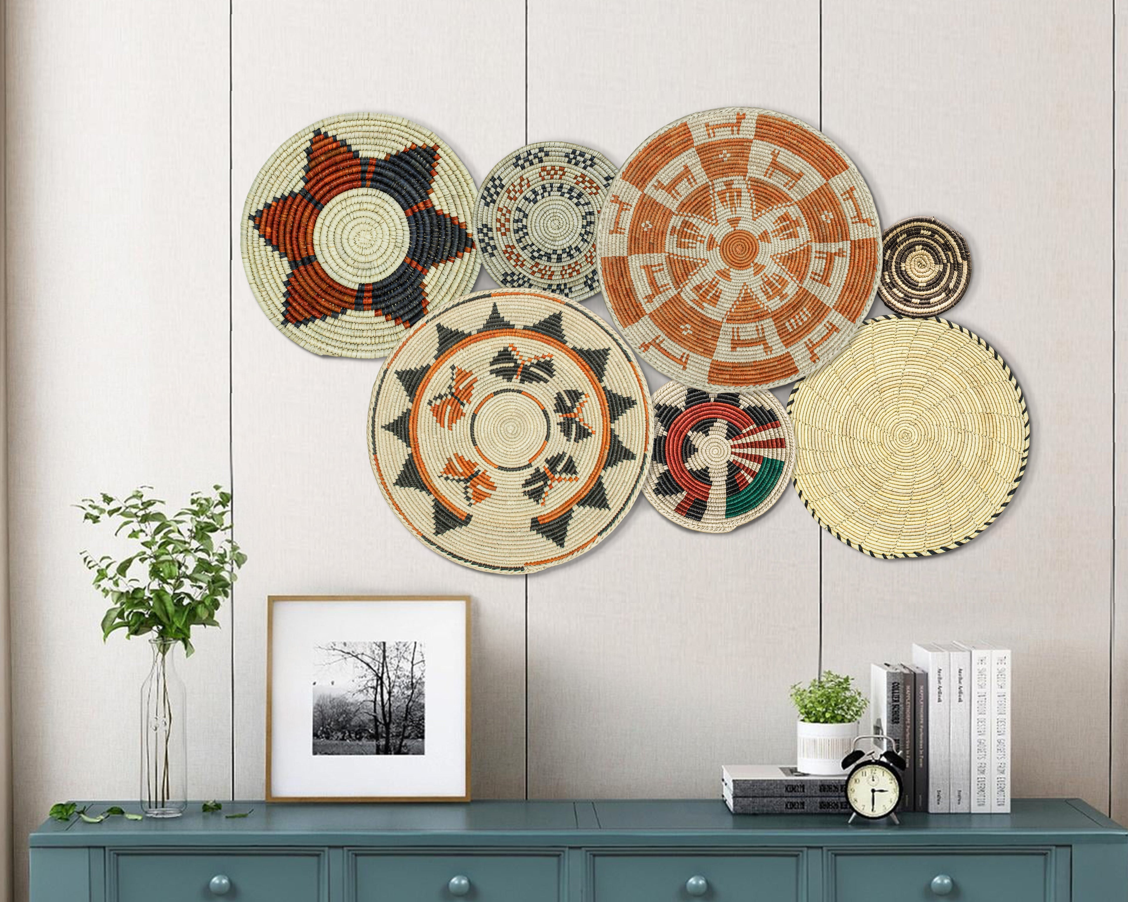 Set of 7 Handwoven wall baskets Set 49-7-N