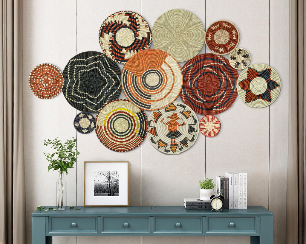 Set of 13 Handwoven wall baskets SET-179-13 N