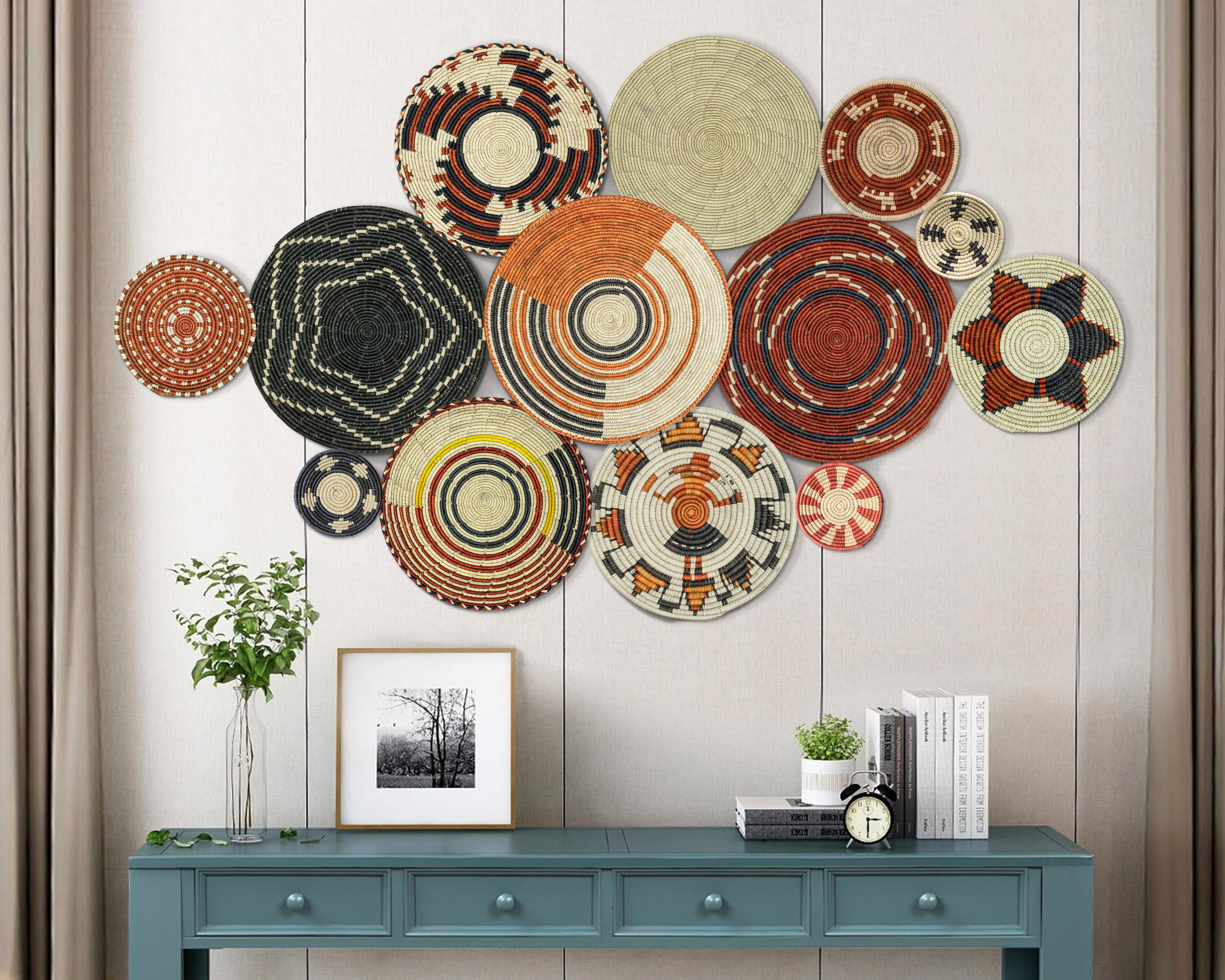 Set of 13 Handwoven wall baskets SET-179-13 N