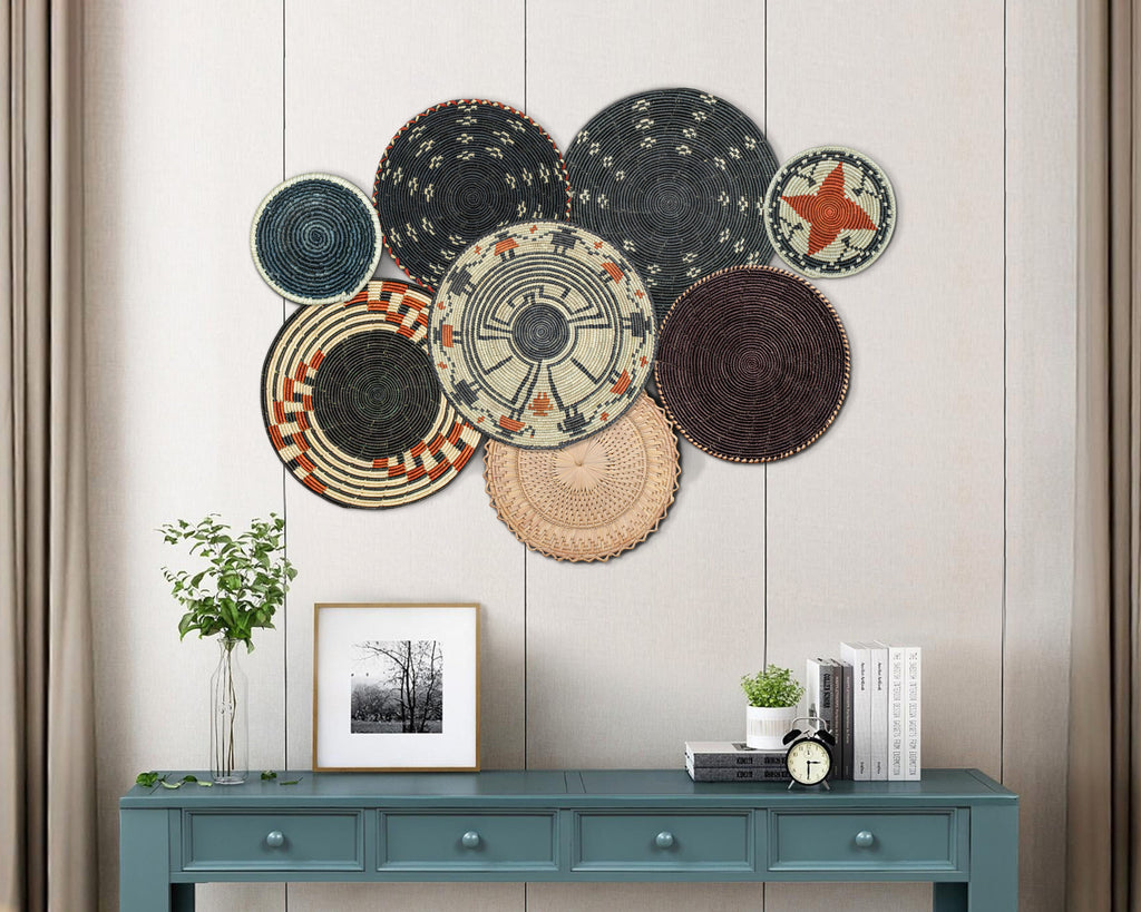 Set of 8 Handwoven wall baskets SET-345-8 N