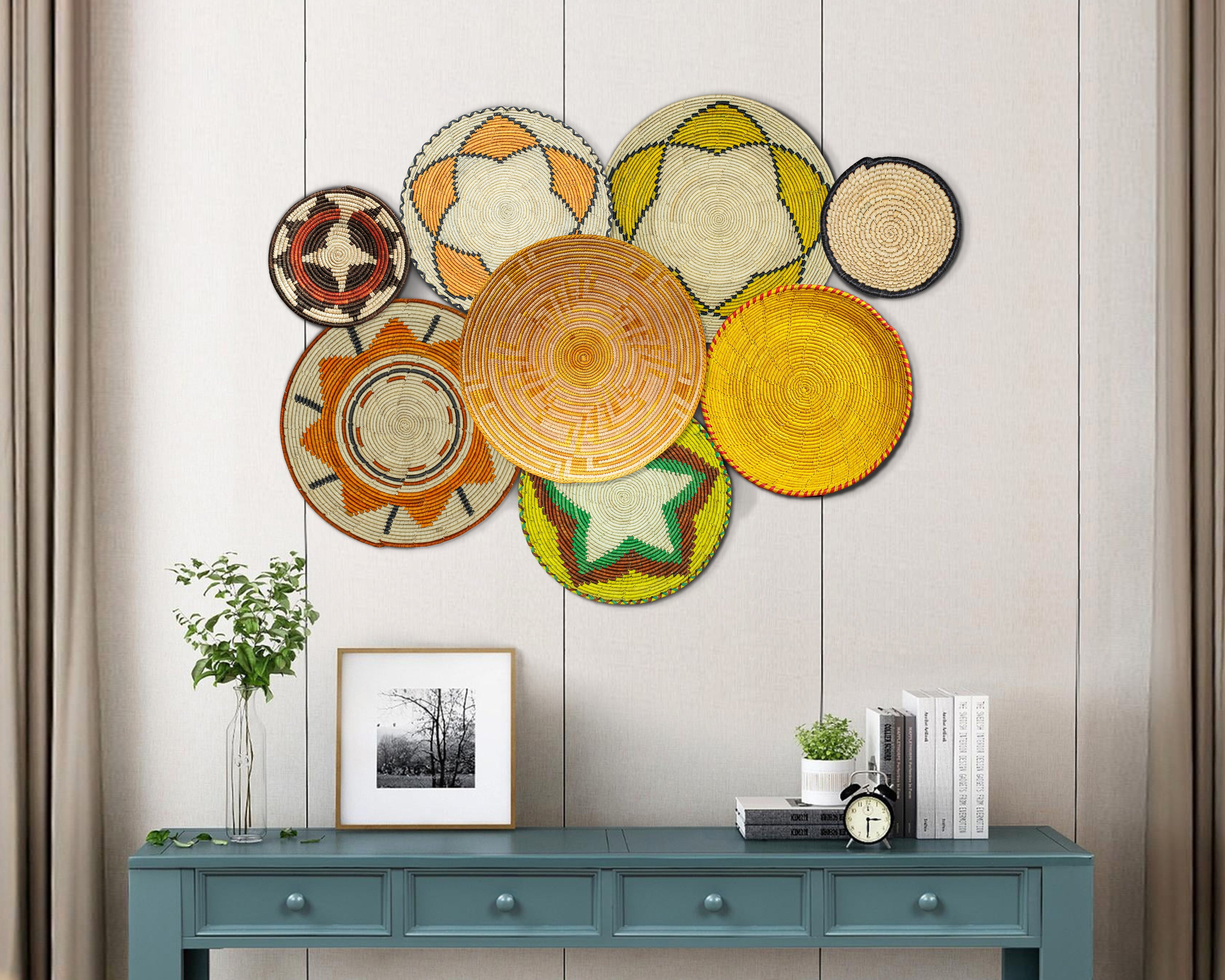 Set of 8 Handwoven wall baskets SET-343-8 N