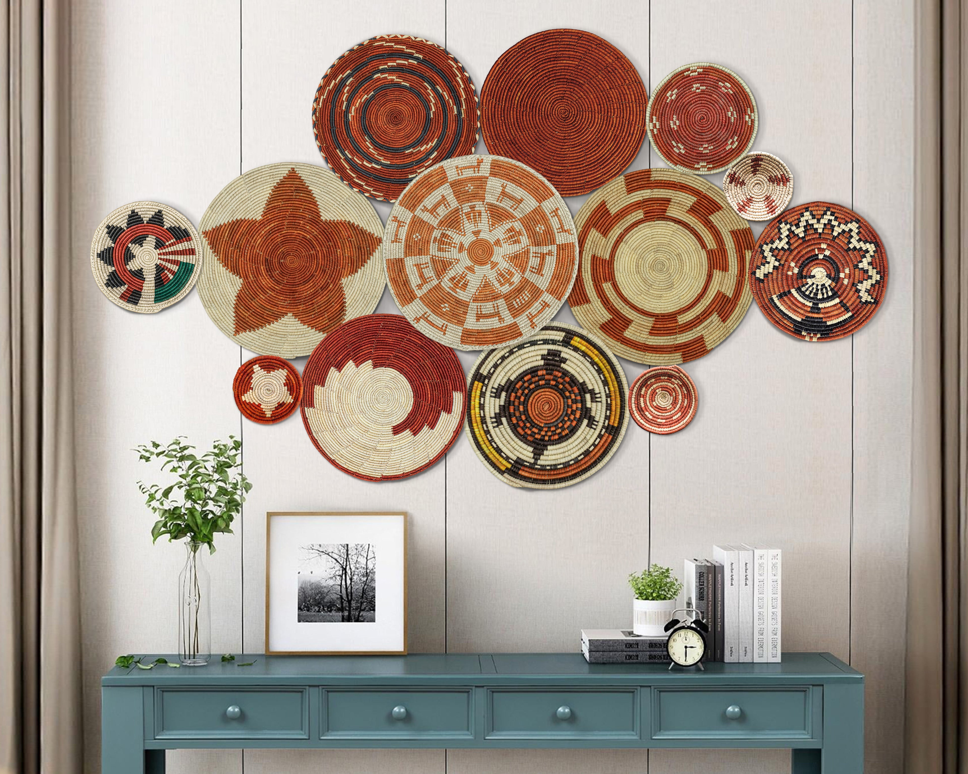 Set of 13 Handwoven wall baskets SET-181-13 N