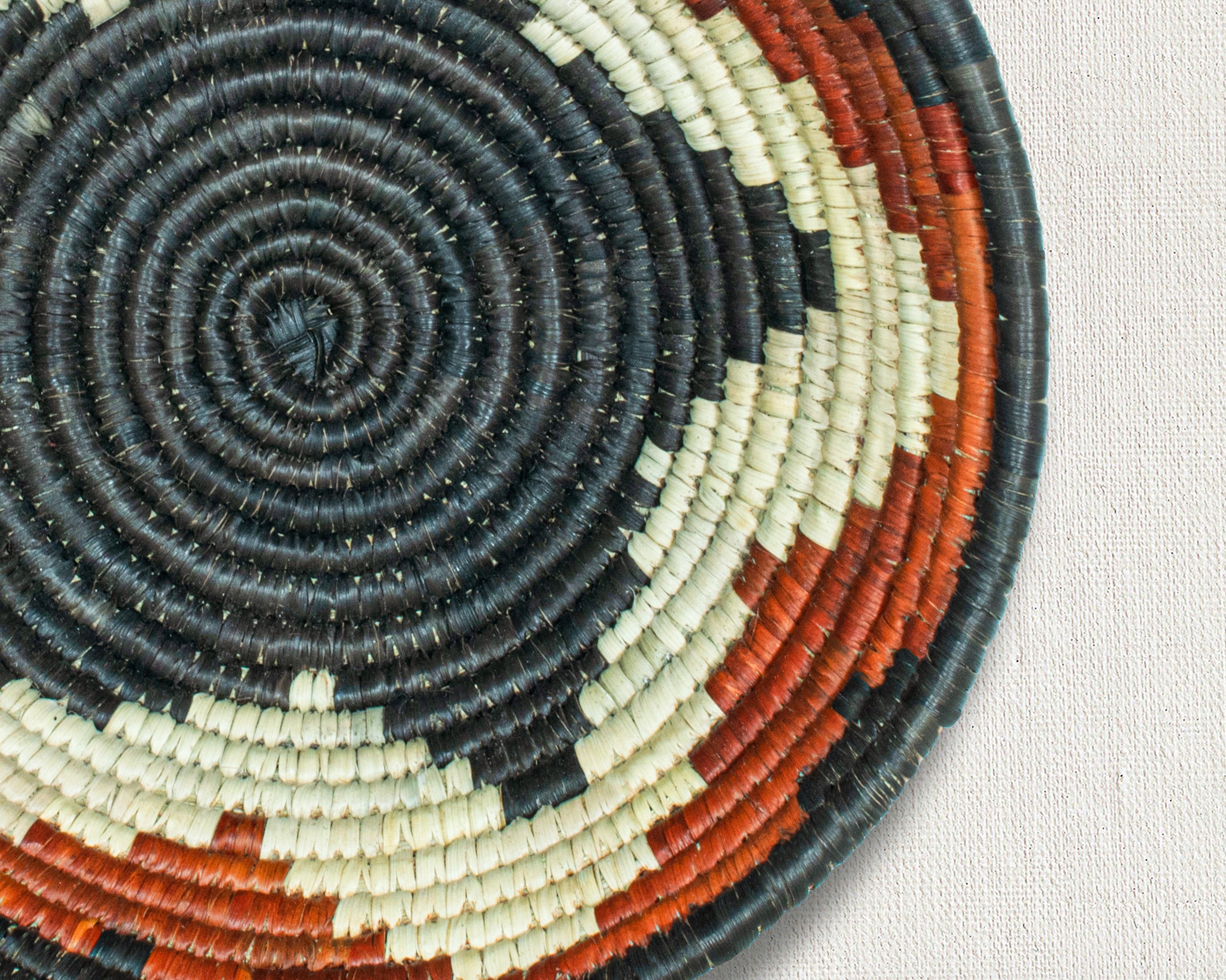 Asterisk Coiled Black Bowl Basket 8-inch LBW-437-7 B