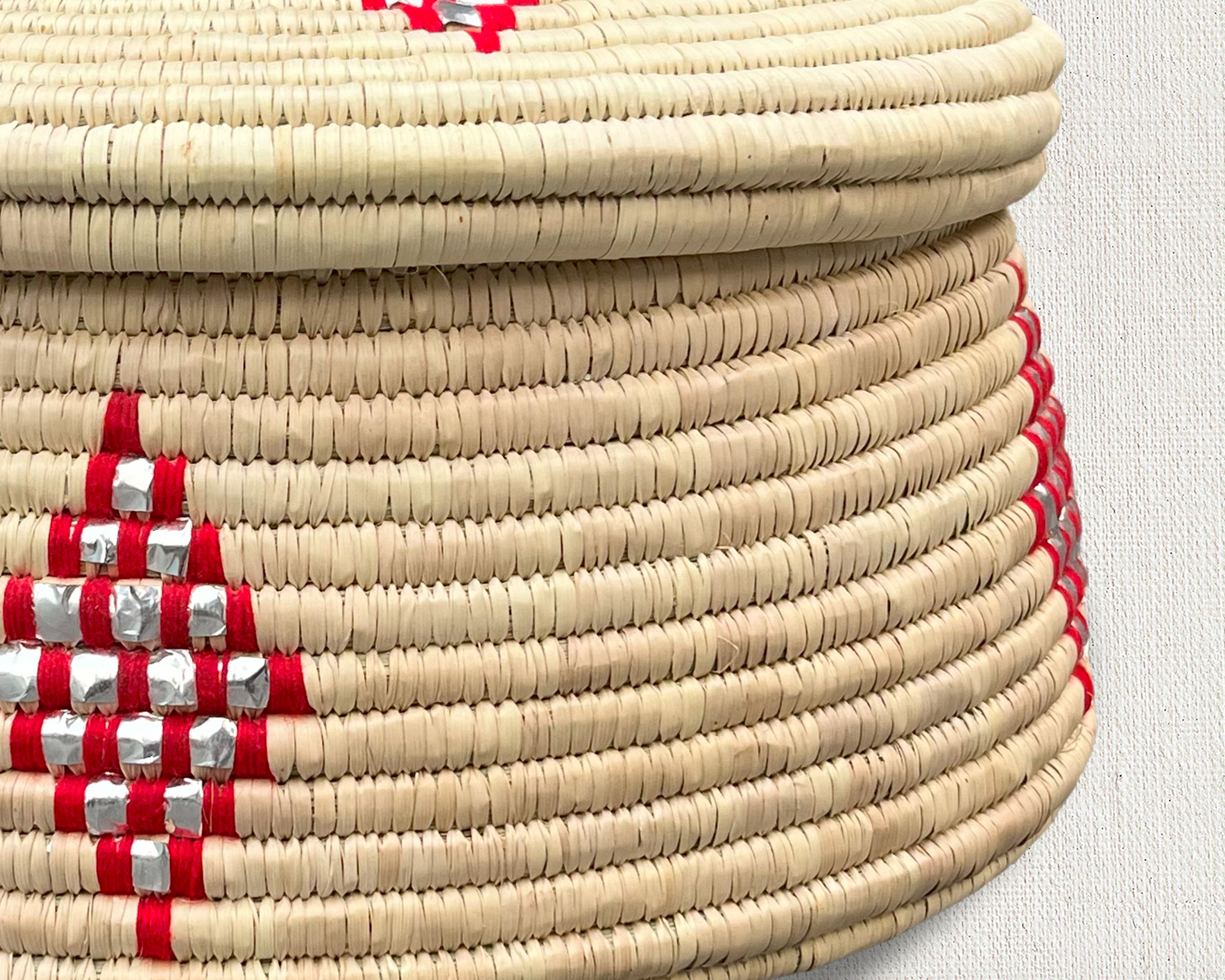 Coral Medallions Lidded Basket