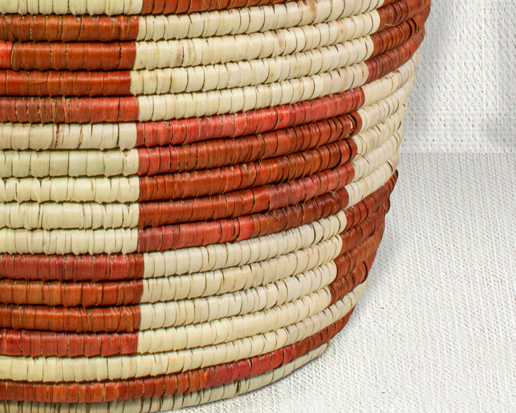 Checkered Brown Handwoven Planter Basket - 12-inch PB-909