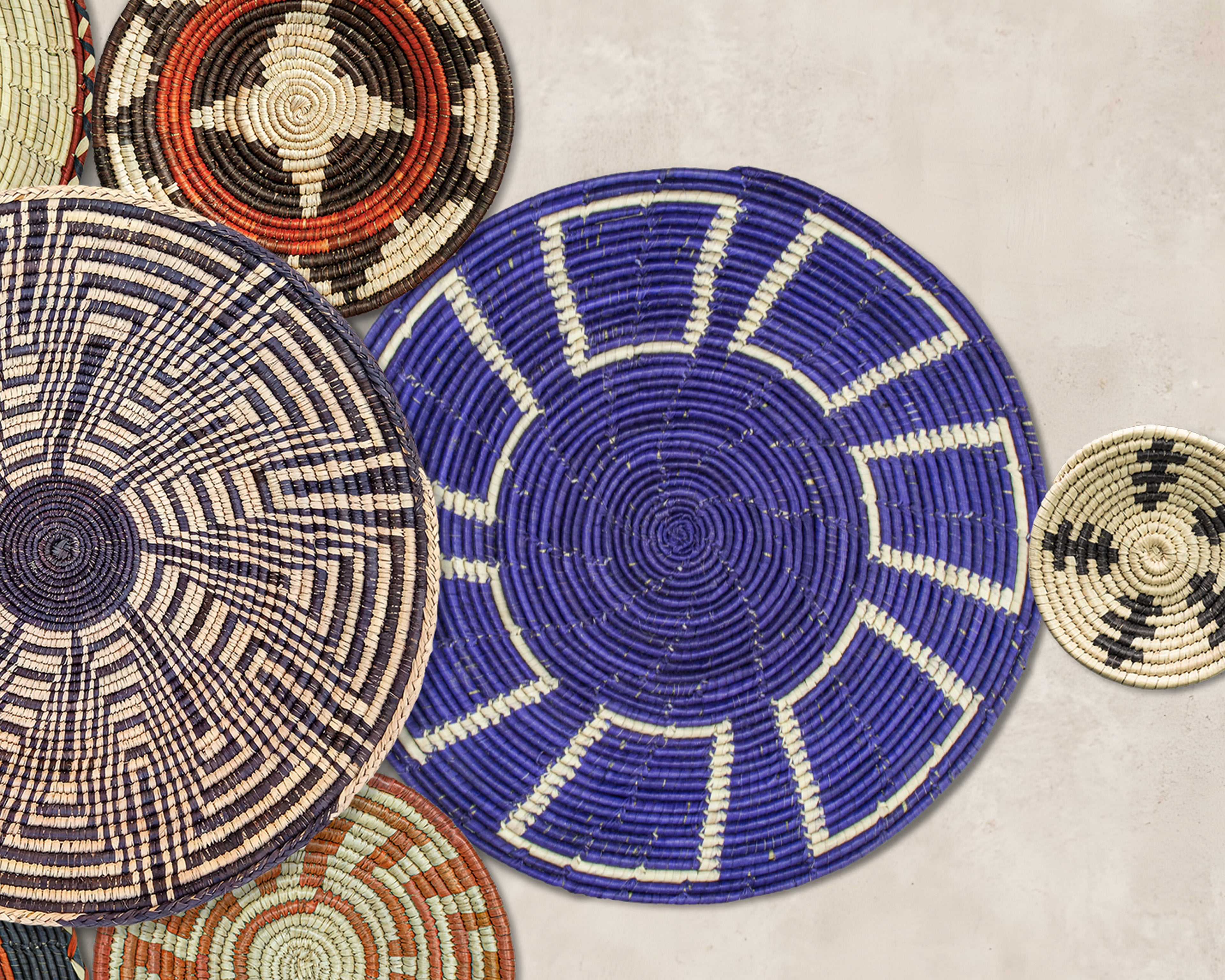 Set of 9 Handwoven wall baskets SET-19-9 N