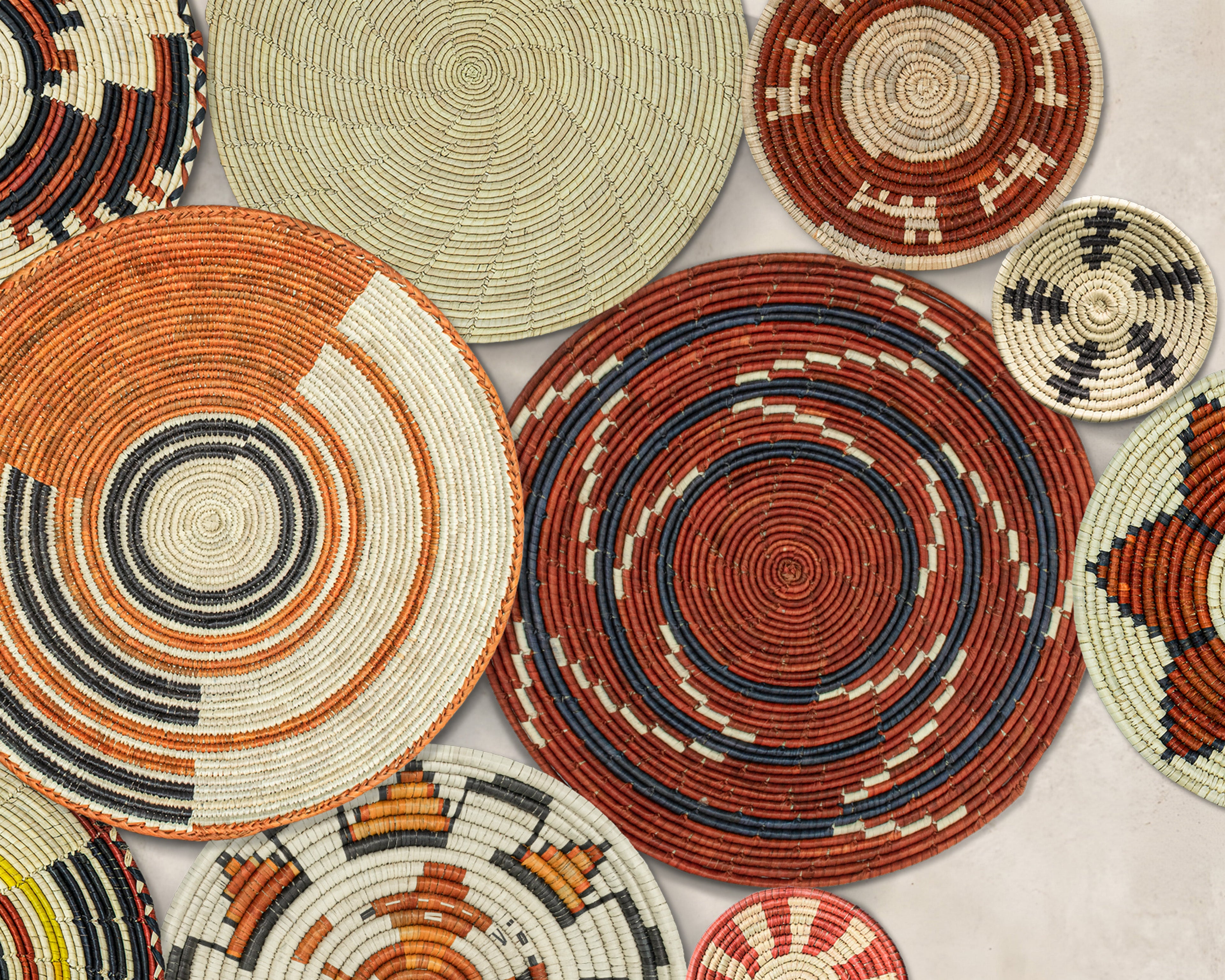 Set of 13 Handwoven wall baskets SET-179-13 N