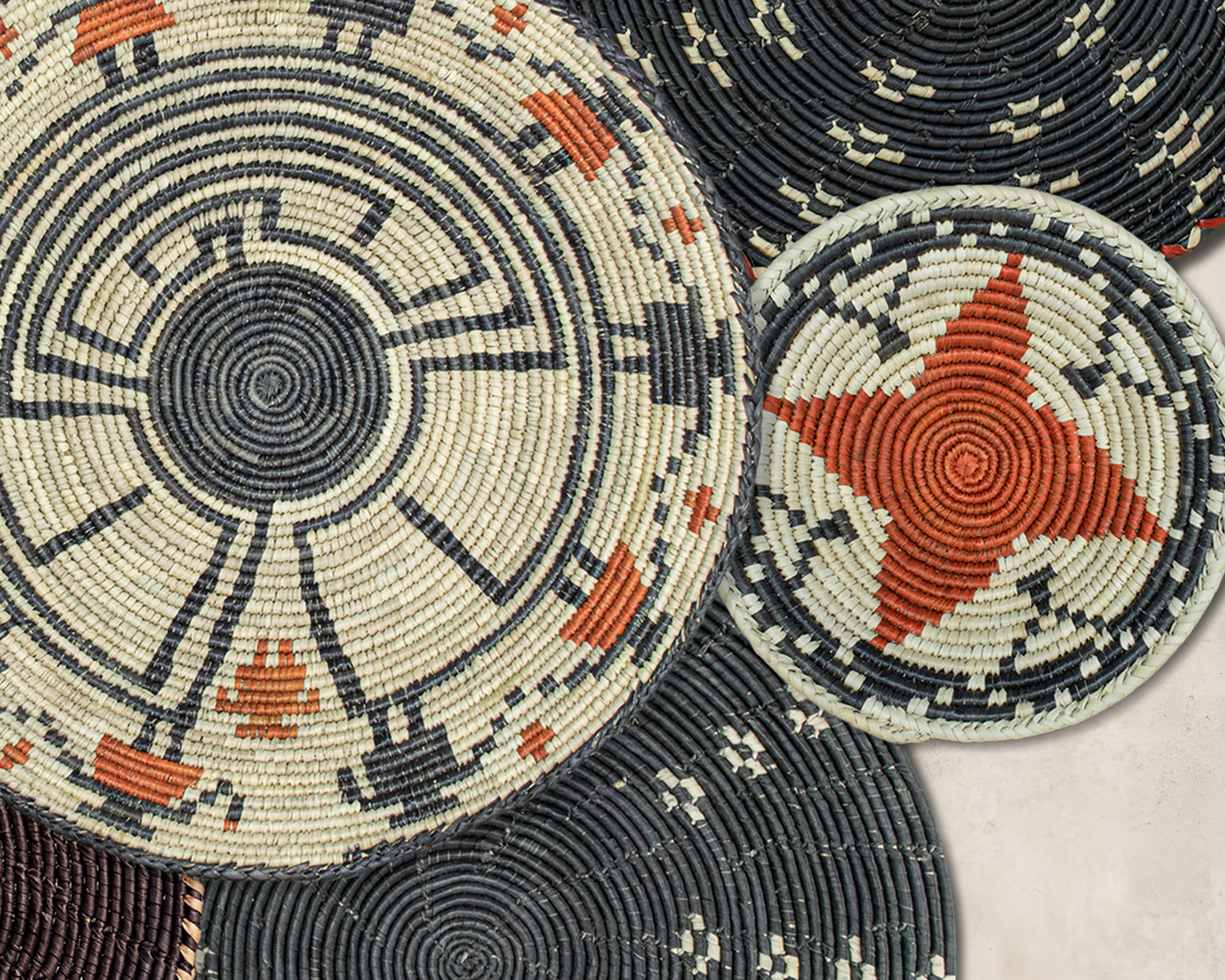 Set of 8 Handwoven wall baskets SET-345-8 N