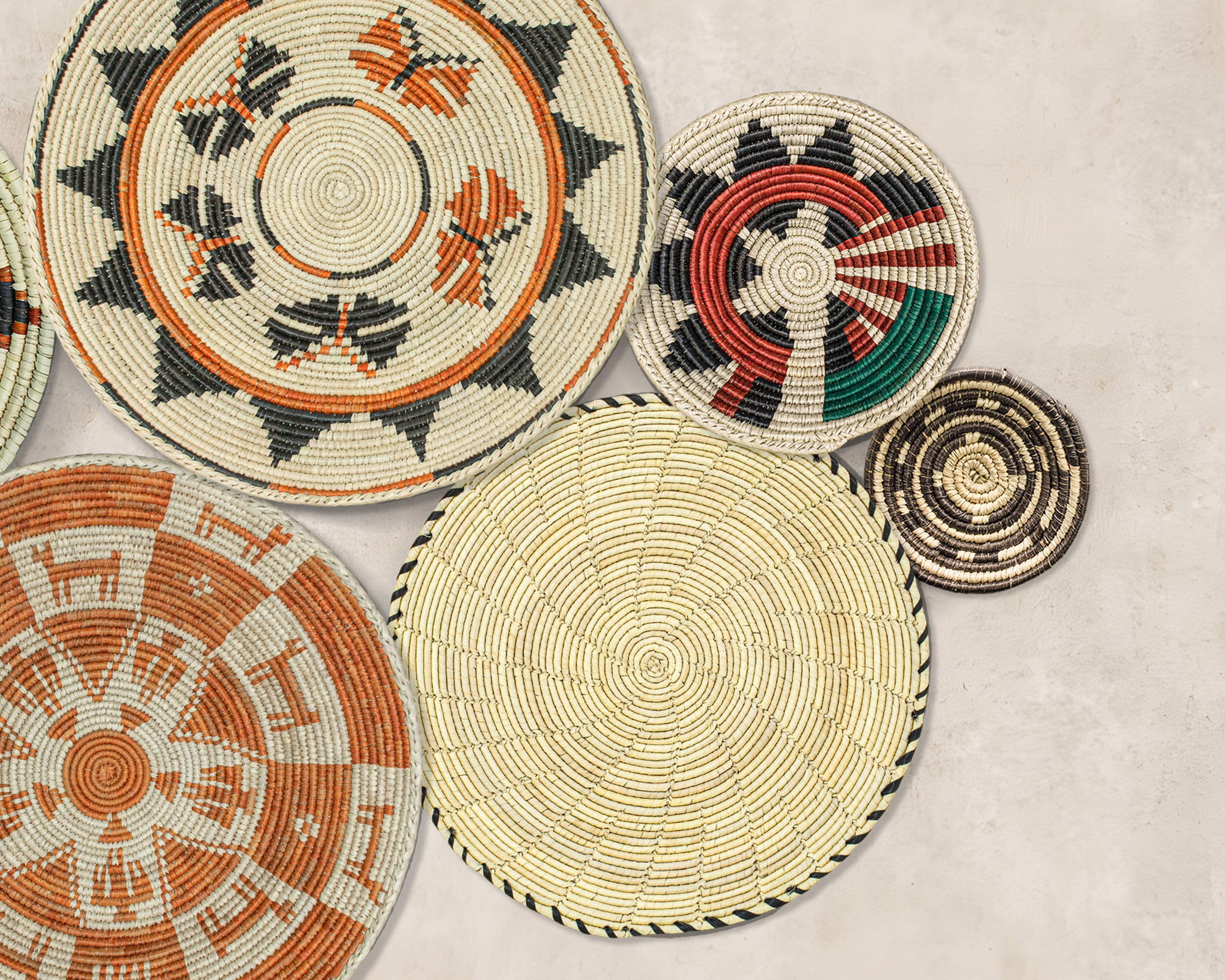 Set of 7 Handwoven wall baskets Set 49-7-N