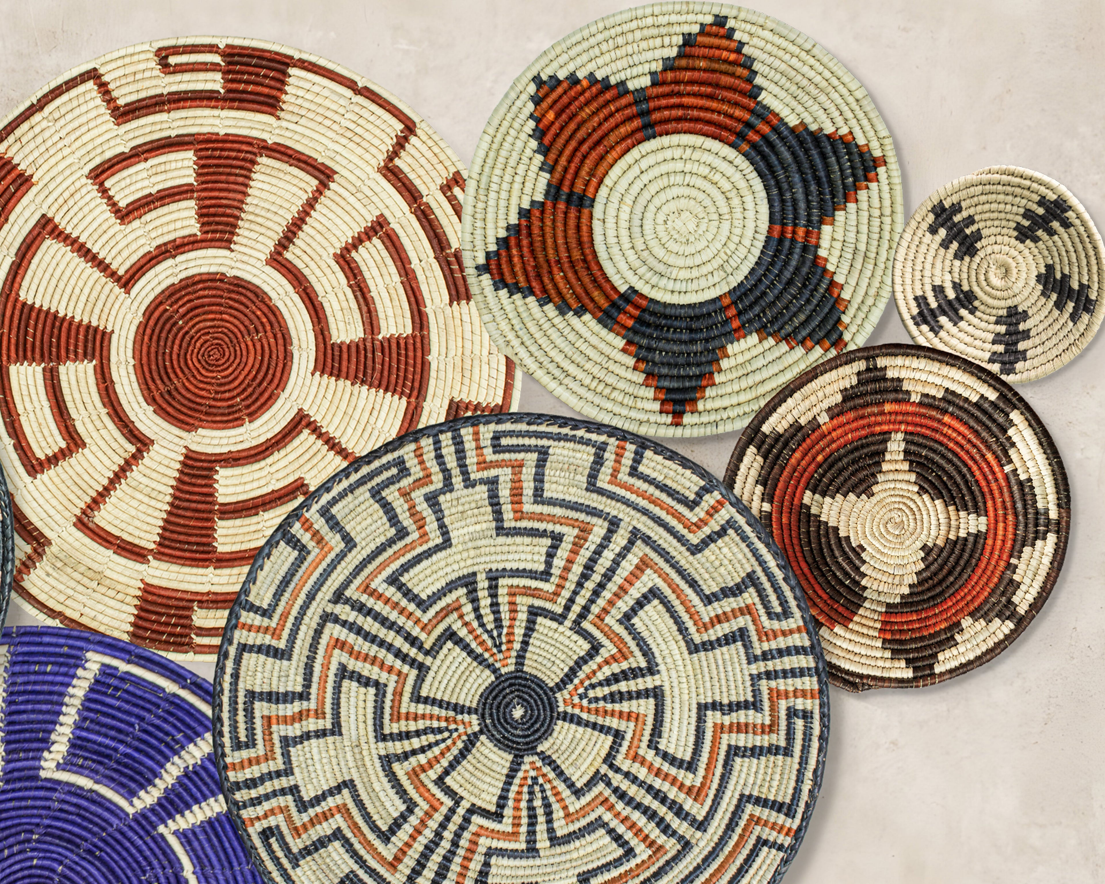 Set of 9 Handwoven wall baskets SET-2-9 N