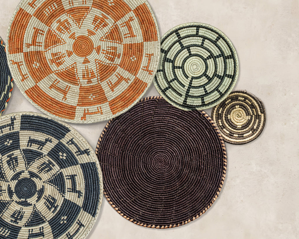 Set of 7 Handwoven wall baskets Set 45-7-N