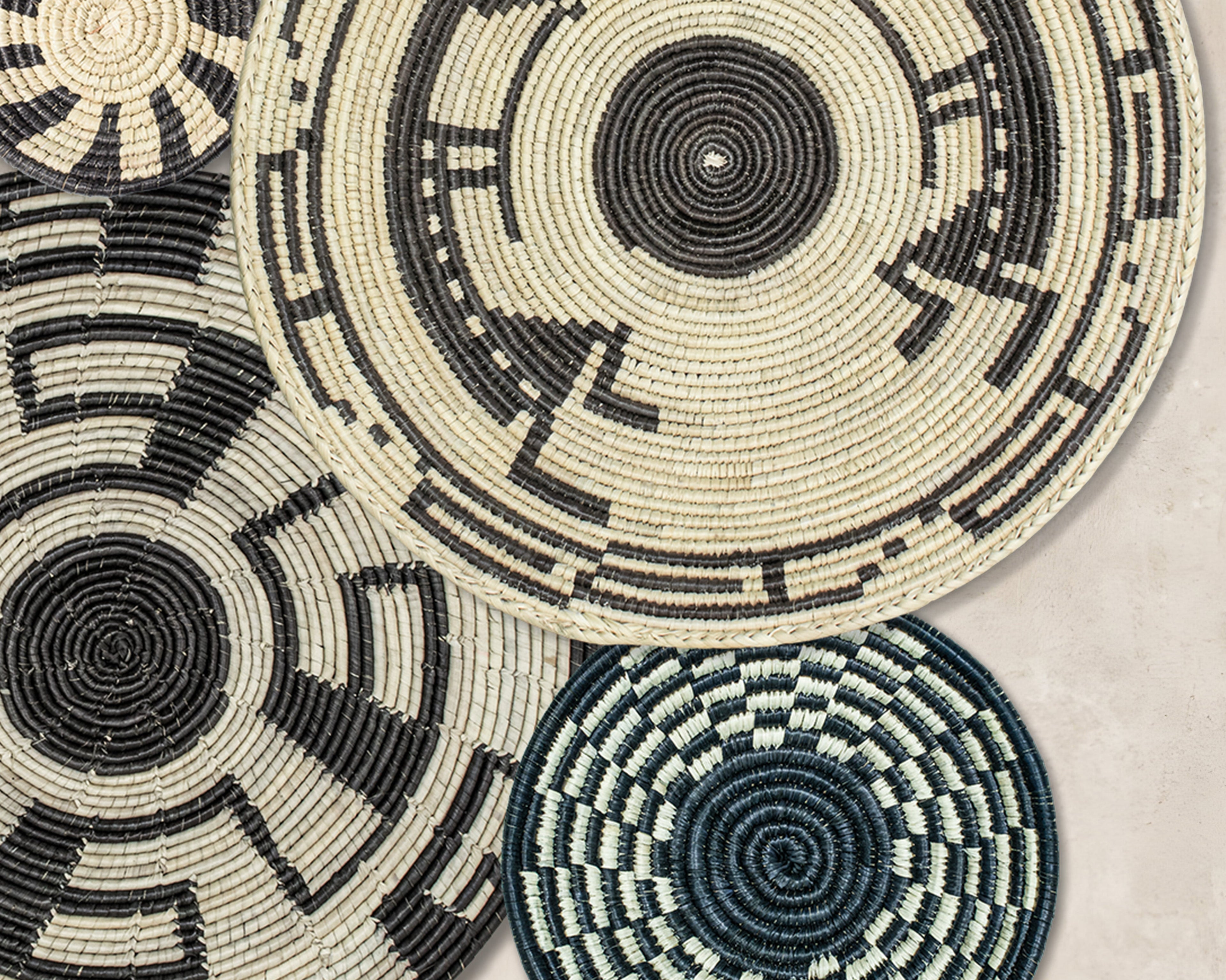 Set of 8 Handwoven wall baskets SET-243-8 N