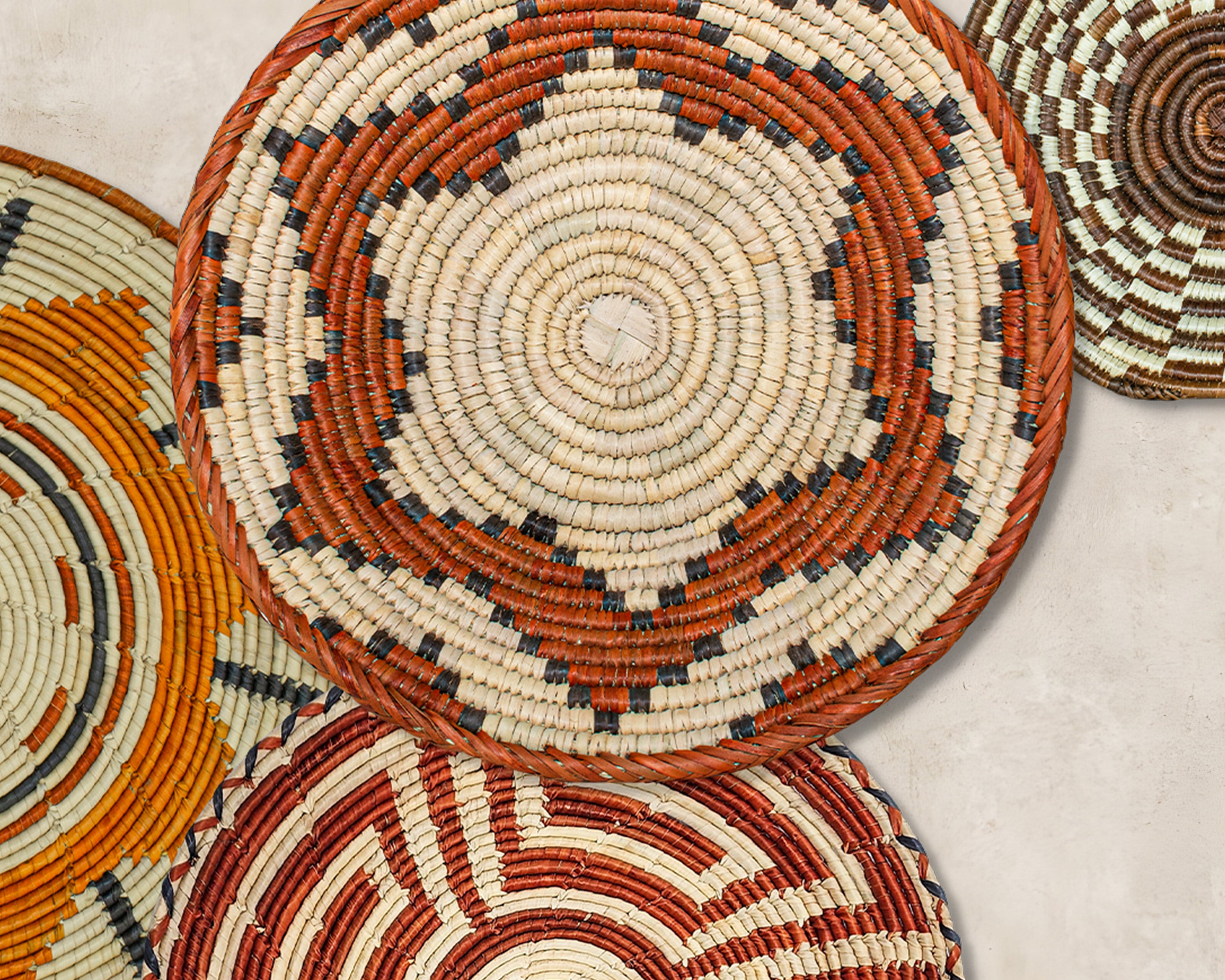 Set of 8 Handwoven wall baskets SET-354-8 N