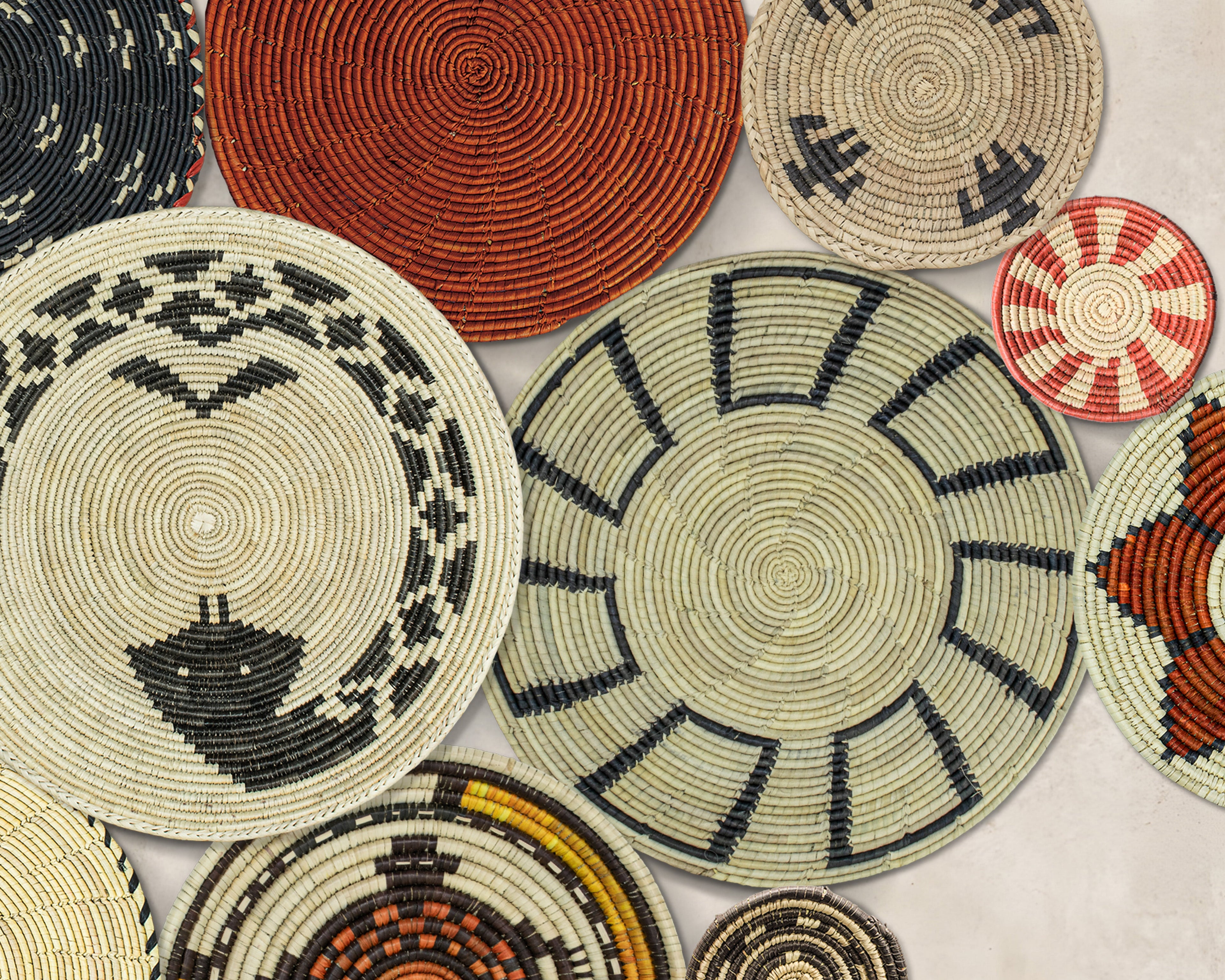 Set of 13 Handwoven wall baskets SET-176-13 N