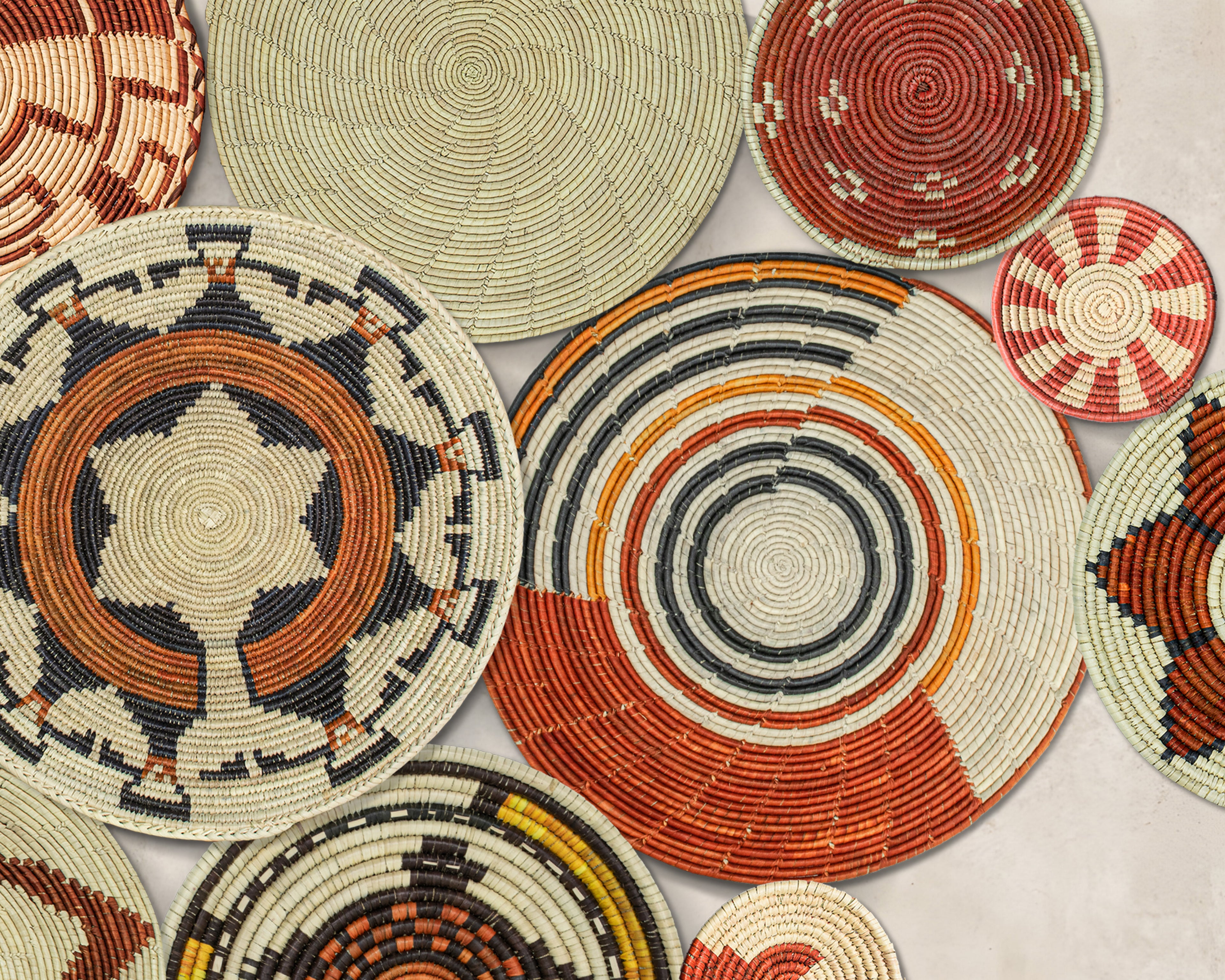 Set of 13 Handwoven wall baskets SET-182-13 N